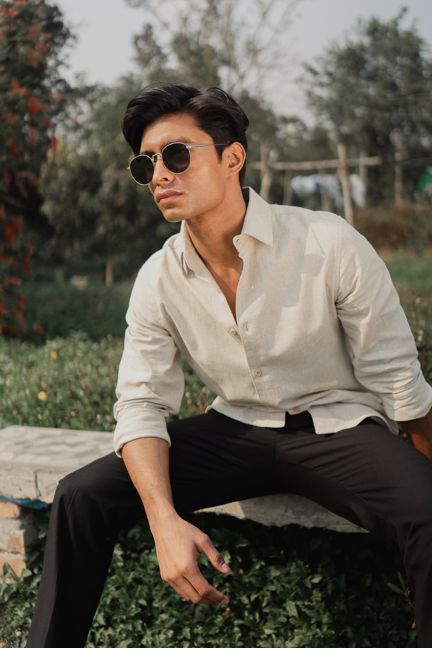 Linen Shirt for Men - Sand