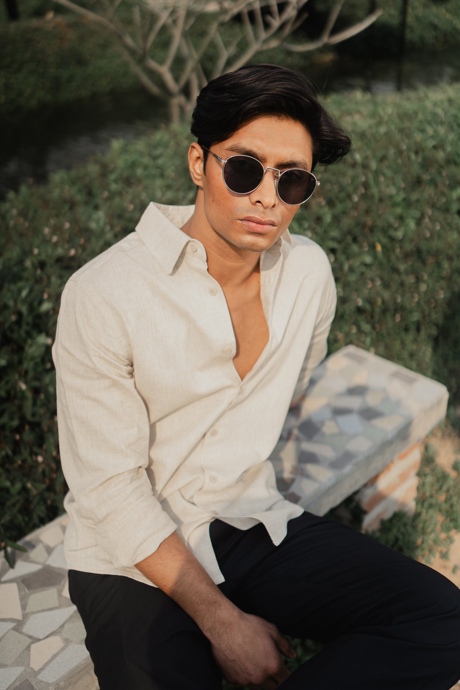 Linen Shirt for Men - Sand