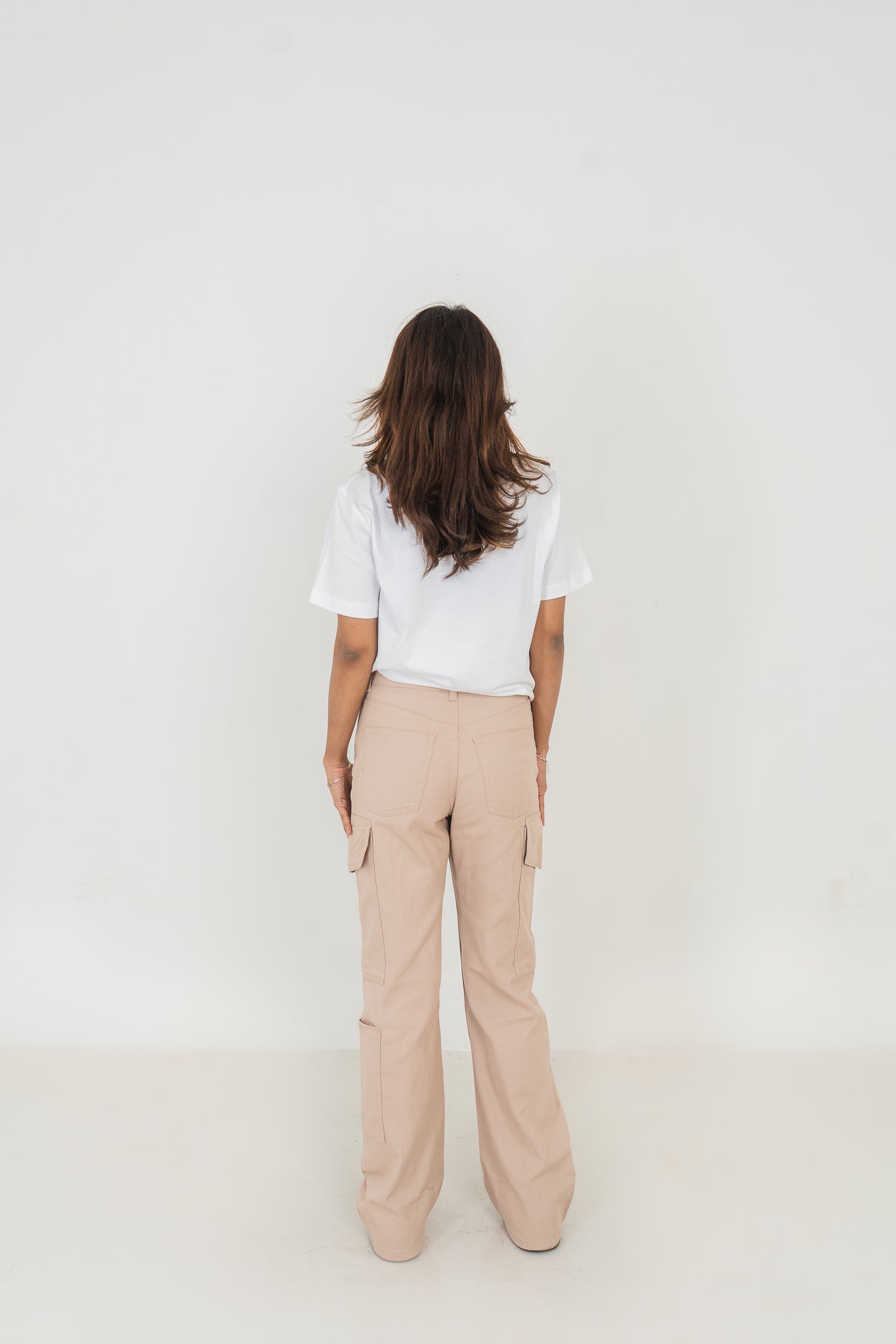 Straight Leg - Mid Rise - Cargo Pants - Beige