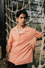 Revere Cuba - Peach Jacquard Cuba - Revere Shirt For Men