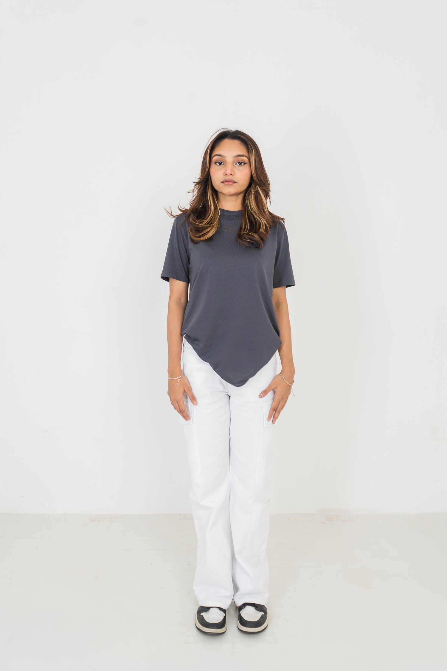 Straight Leg - Mid Rise - Cargo Pants - White