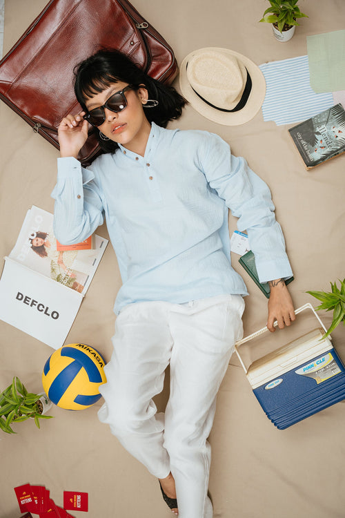 Waffle Henley Katua - Light Blue - Unisex