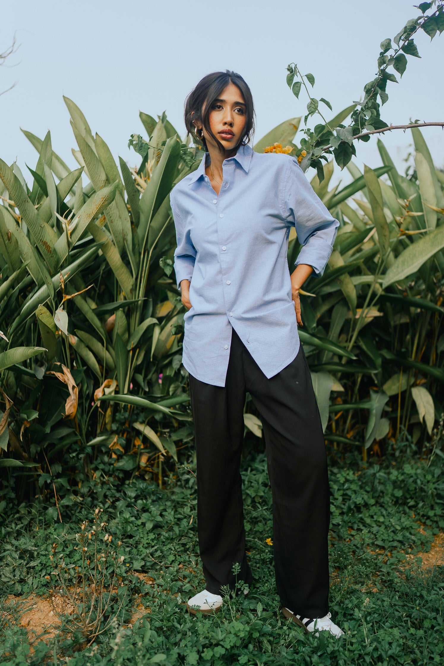 Loose Fit Oxford Shirt - Unisex - Sky Blue