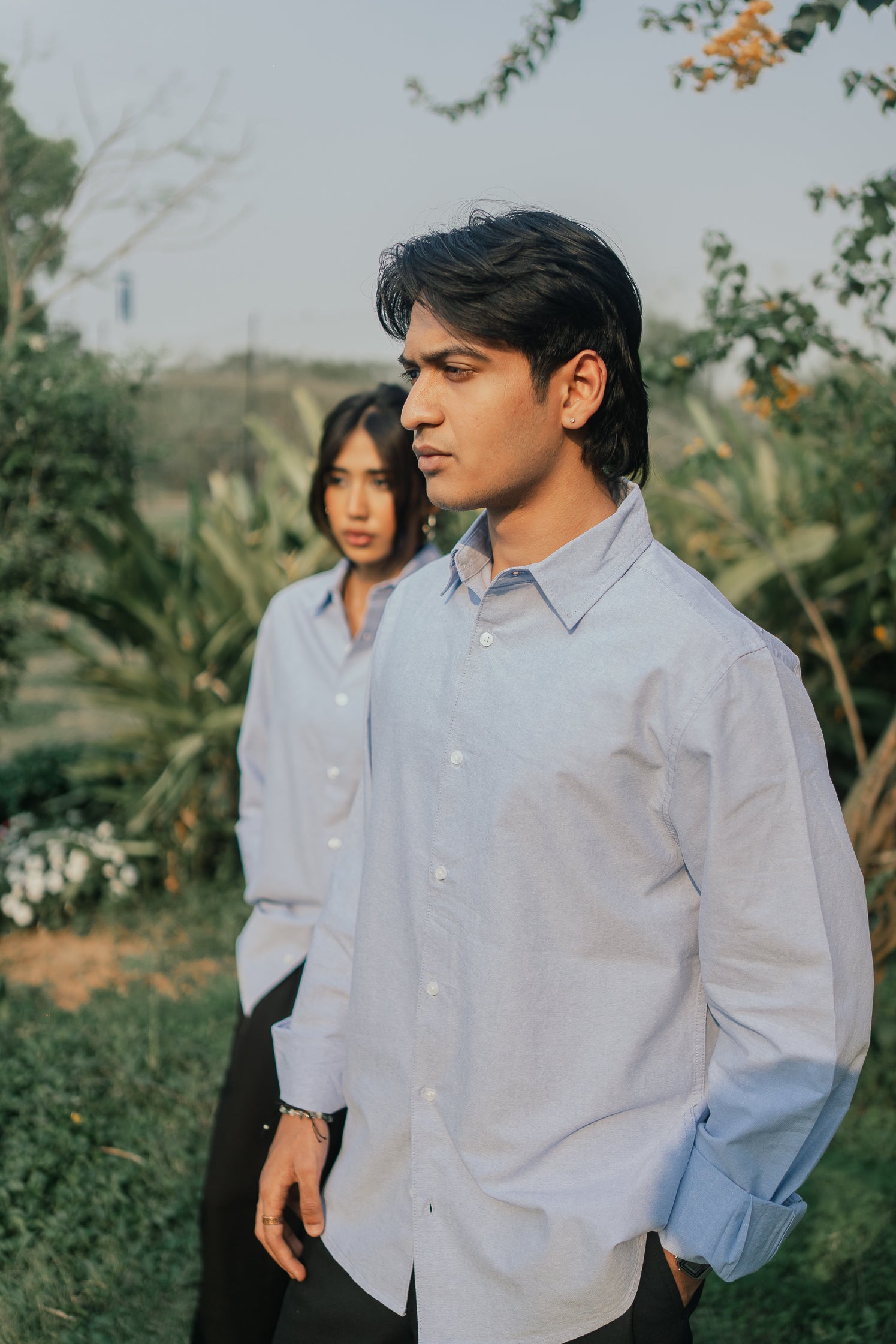 Loose Fit Oxford Shirt for Men - Sky Blue