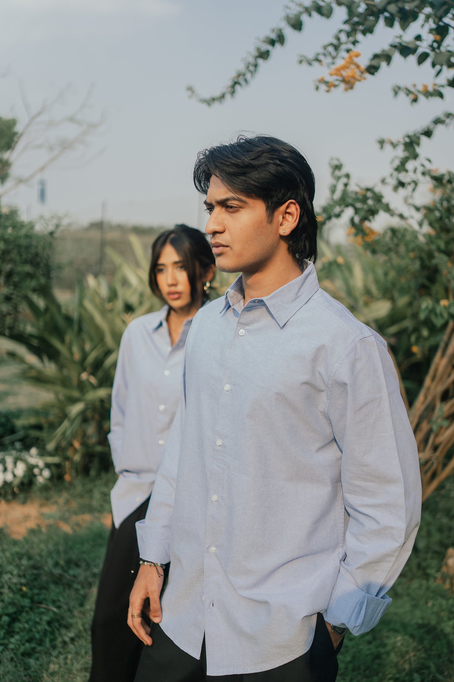 Loose Fit Oxford Shirt for Men - Sky Blue