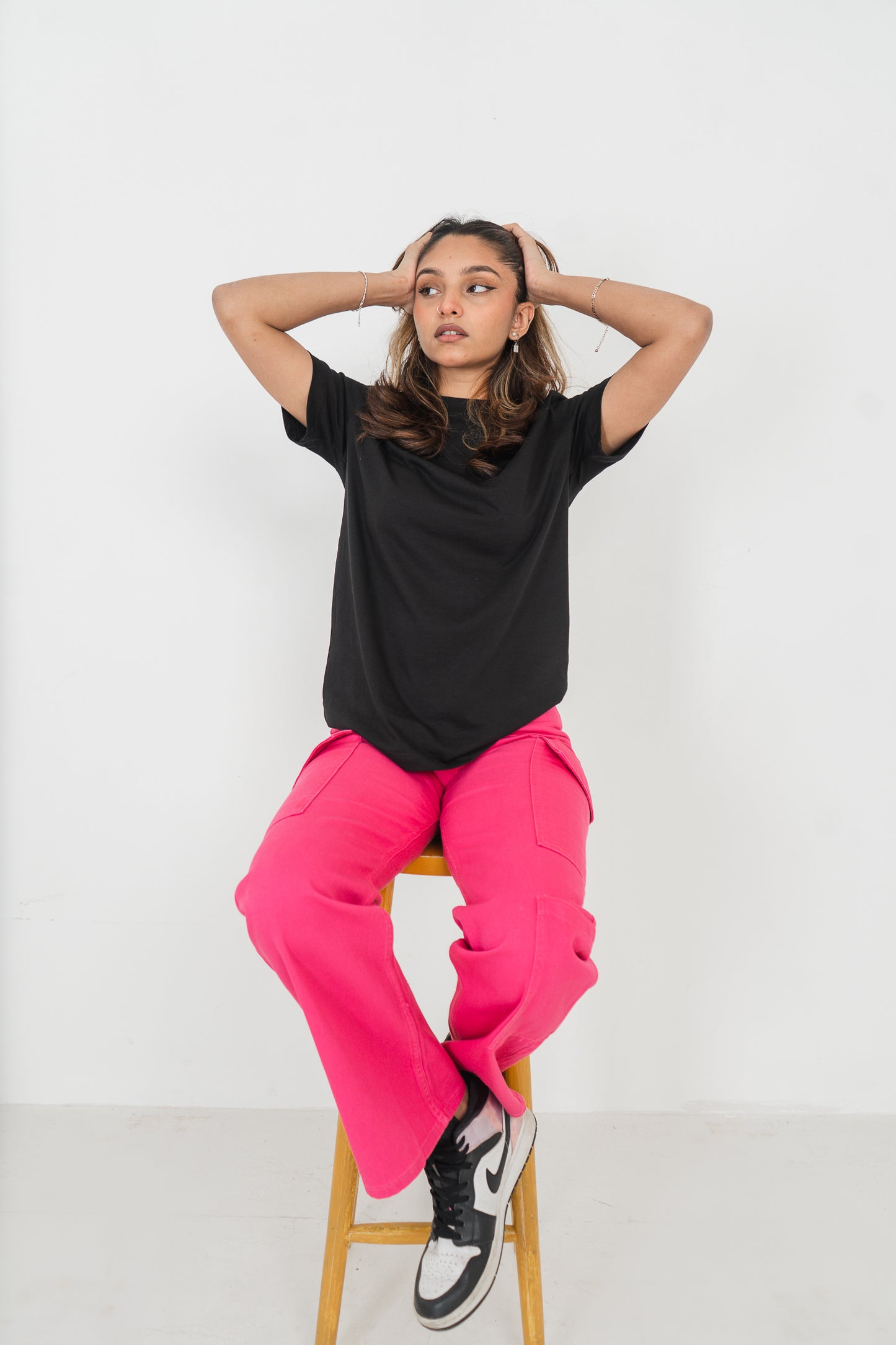 Straight Leg - Mid Rise - Cargo Pants - Pink