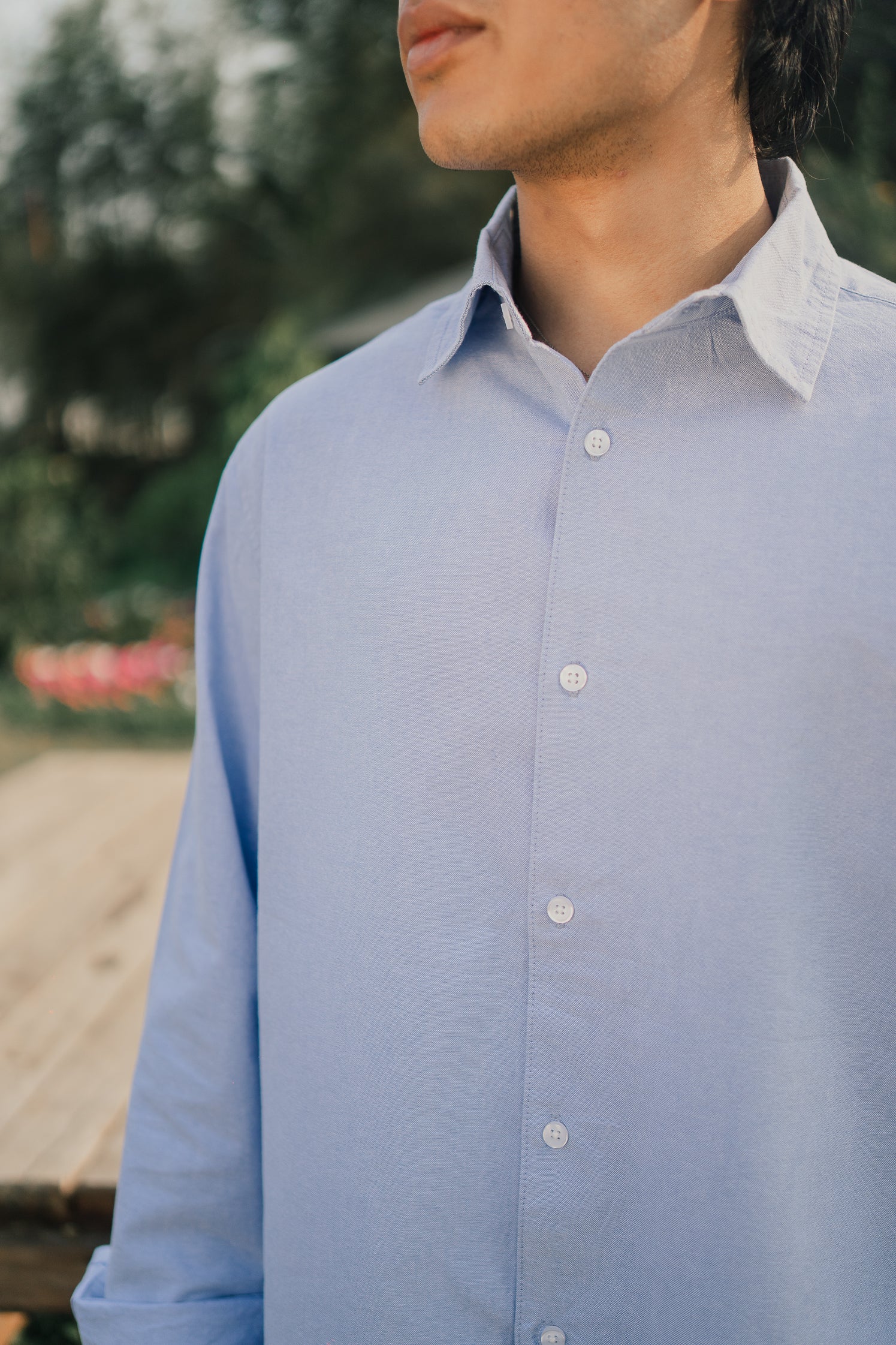 Loose Fit Oxford Shirt for Men - Sky Blue