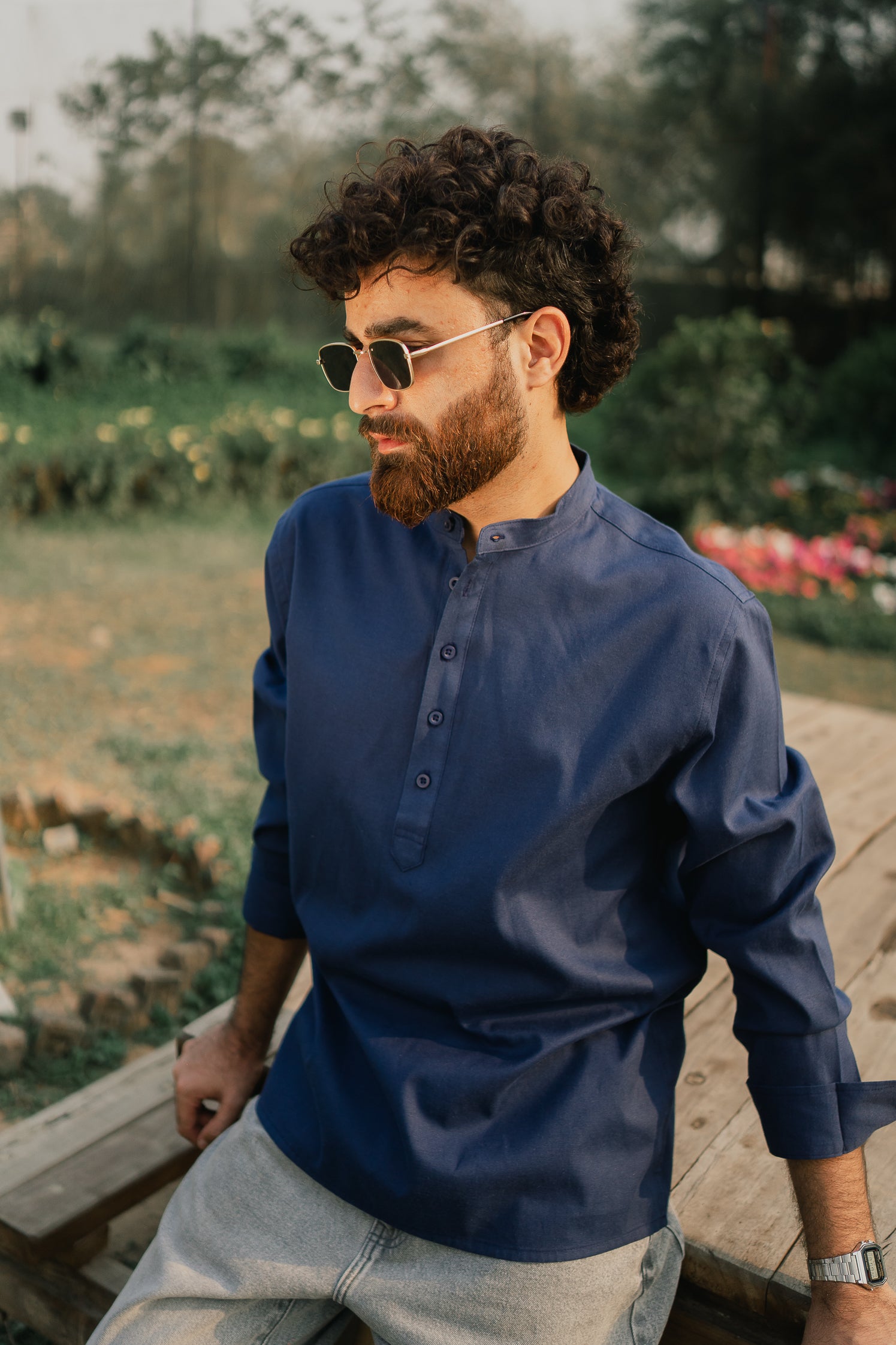 Oxford Henley - Katua - For Men - Navy