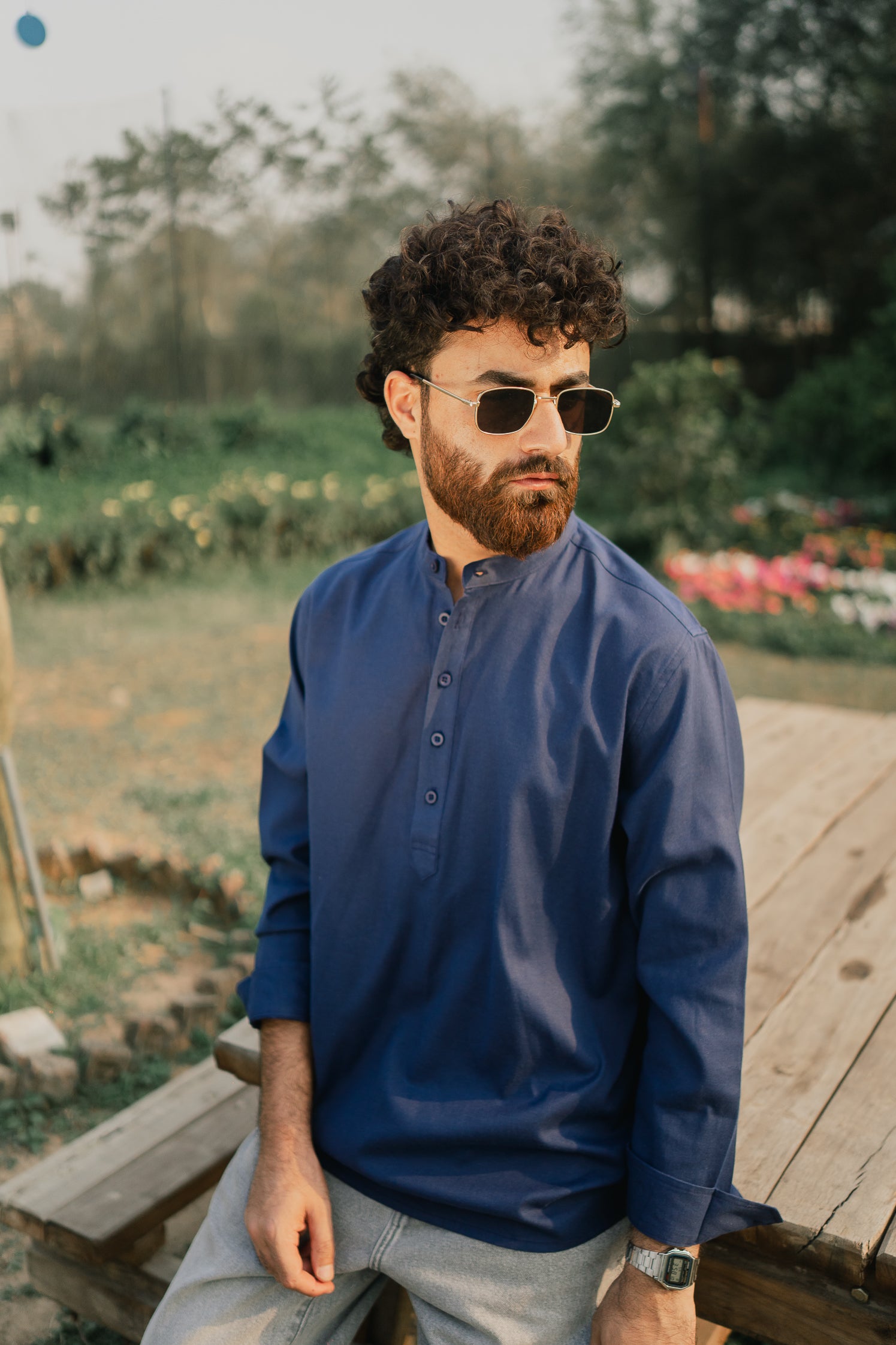 Oxford Henley - Katua - For Men - Navy