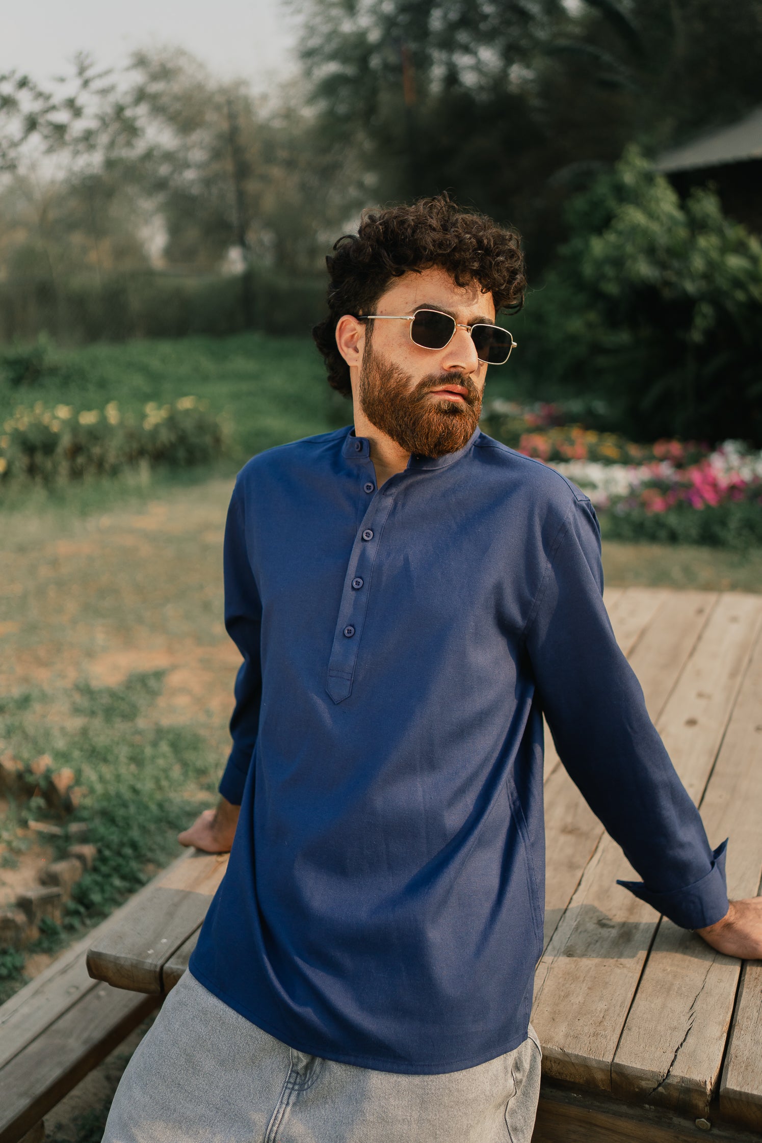 Oxford Henley - Katua - For Men - Navy