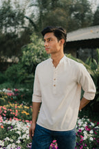 Oxford Henley - Katua - For Men - Cream