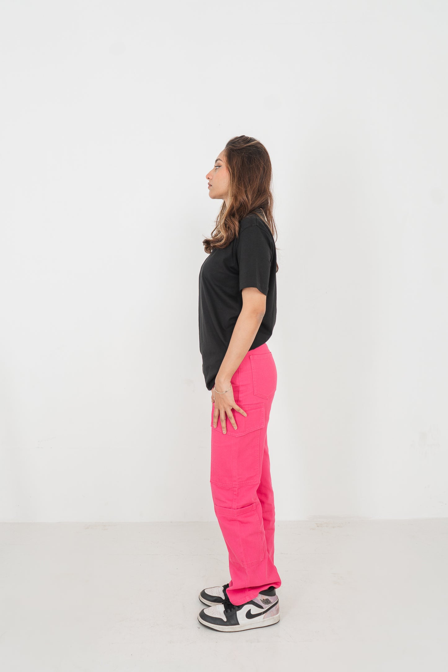 Straight Leg - Mid Rise - Cargo Pants - Pink