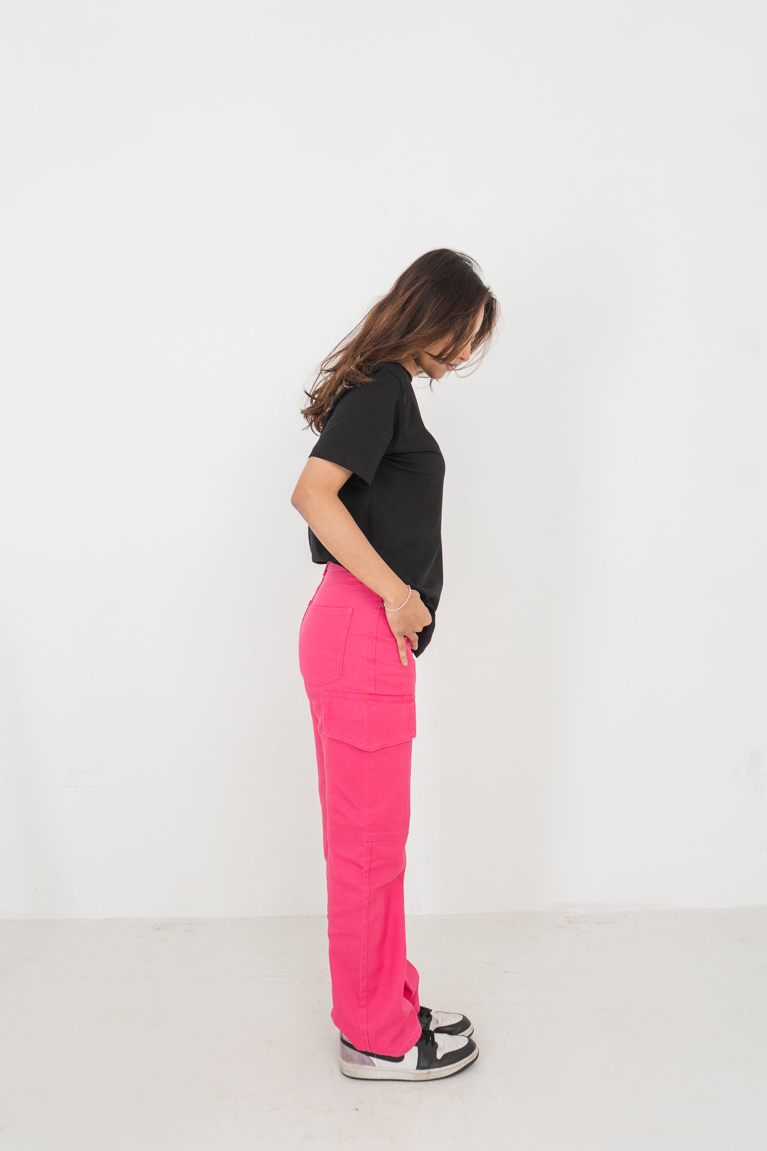 Straight Leg - Mid Rise - Cargo Pants - Pink