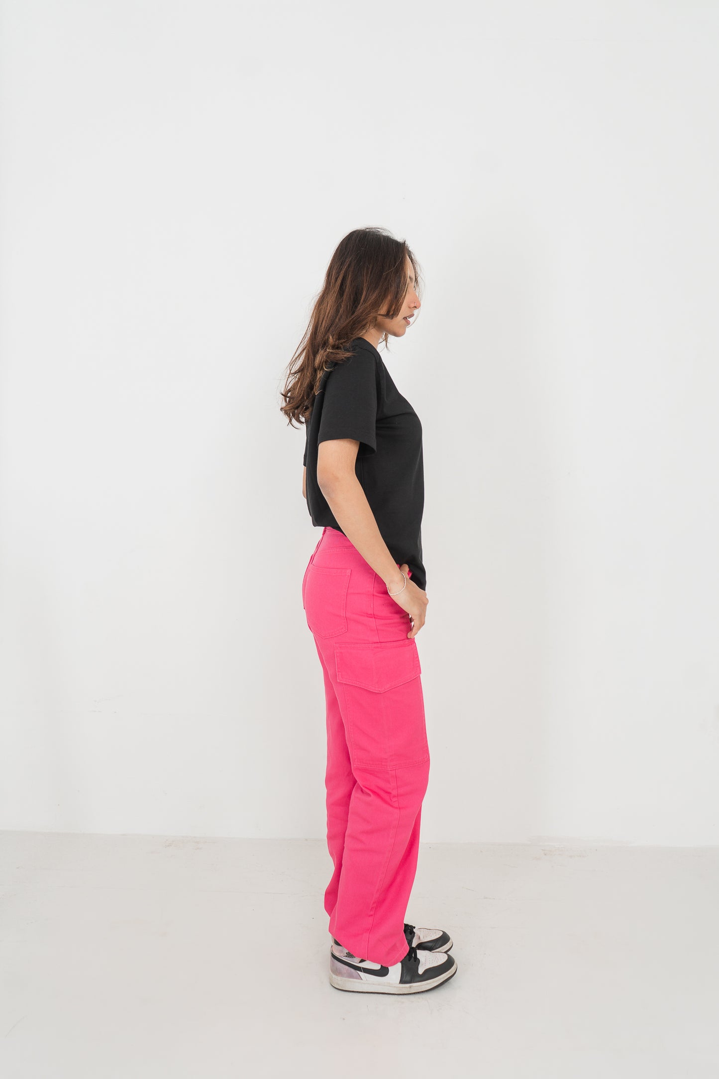 Straight Leg - Mid Rise - Cargo Pants - Pink