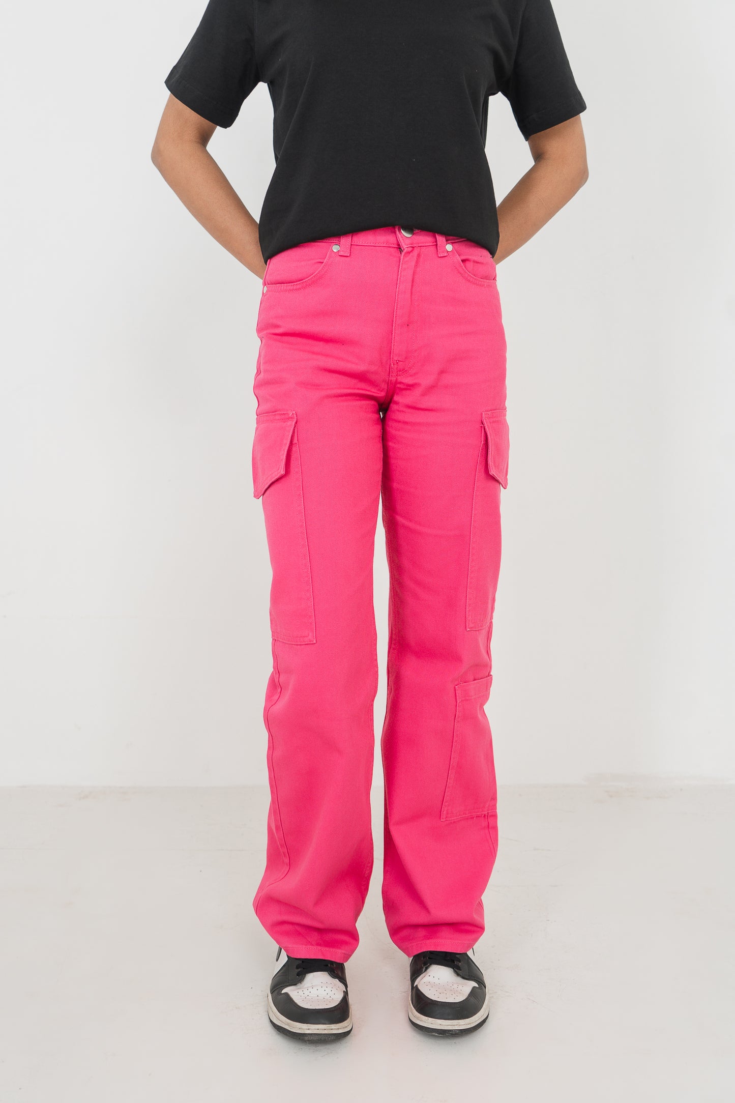 Straight Leg - Mid Rise - Cargo Pants - Pink