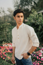 Oxford Henley - Katua - For Men - Cream