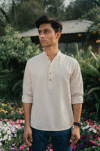 Oxford Henley - Katua - For Men - Cream
