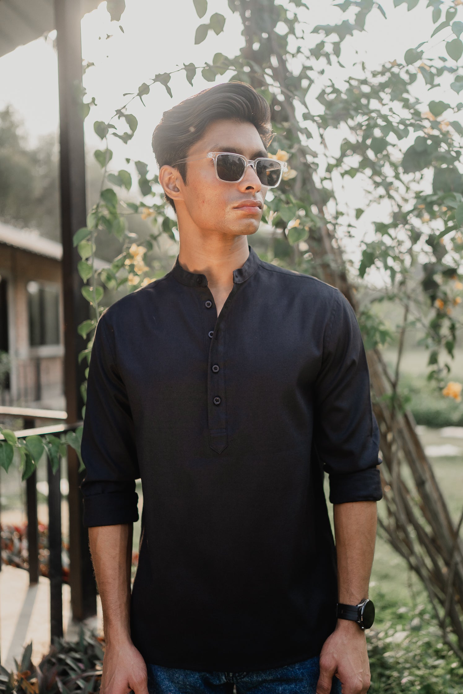 Oxford Henley - Katua - For Men - Black