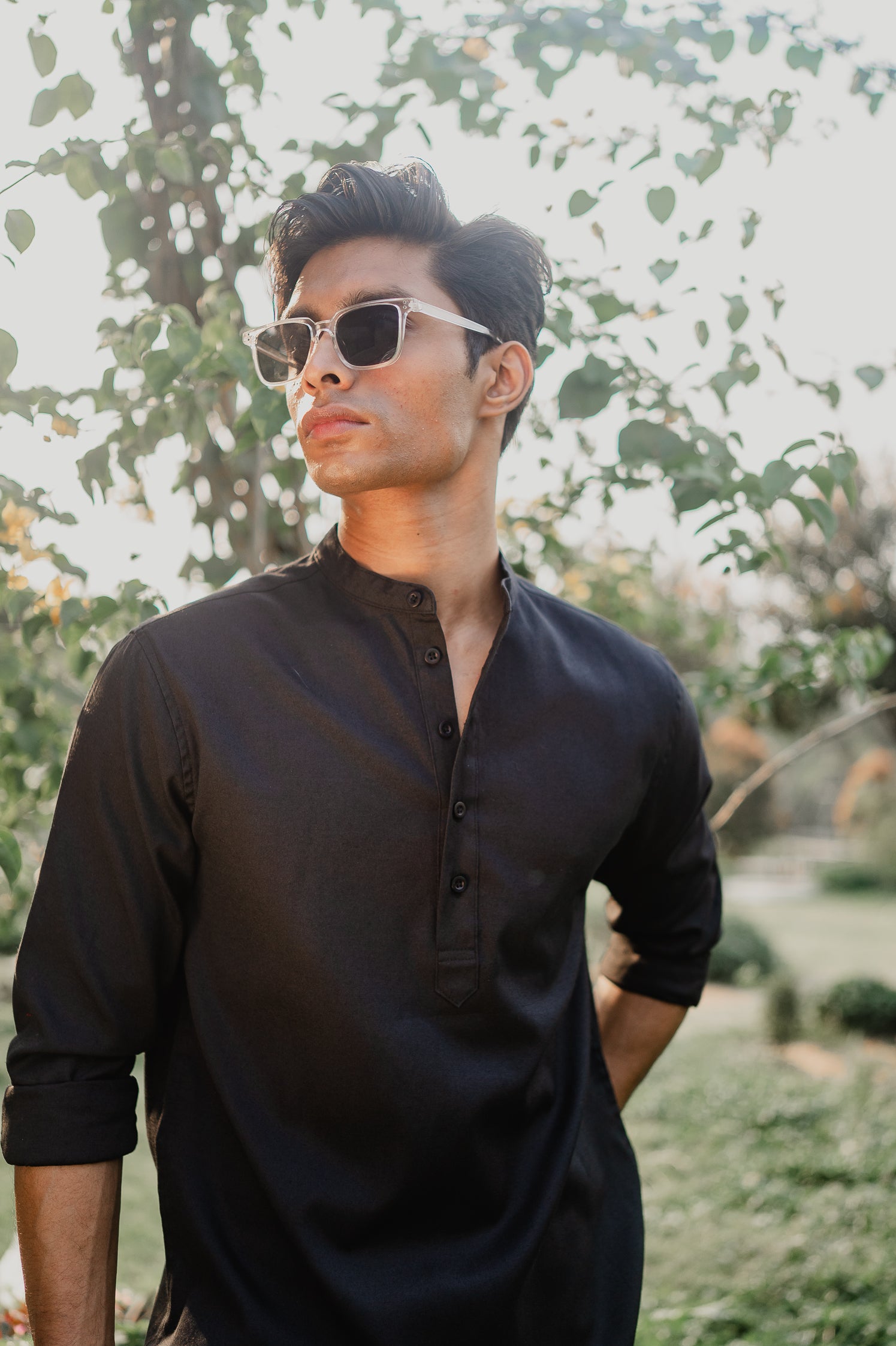 Oxford Henley - Katua - For Men - Black