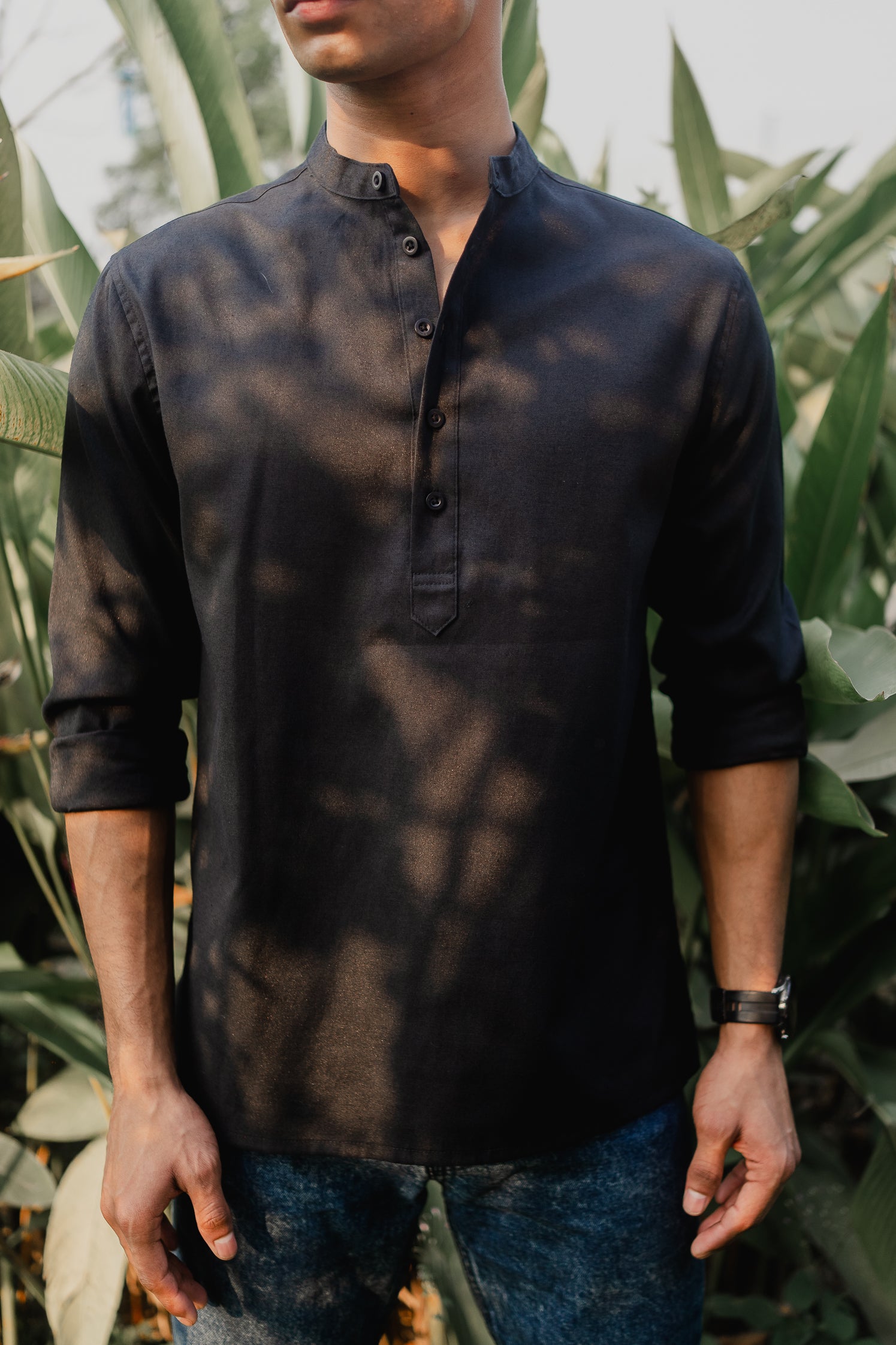 Oxford Henley - Katua - For Men - Black