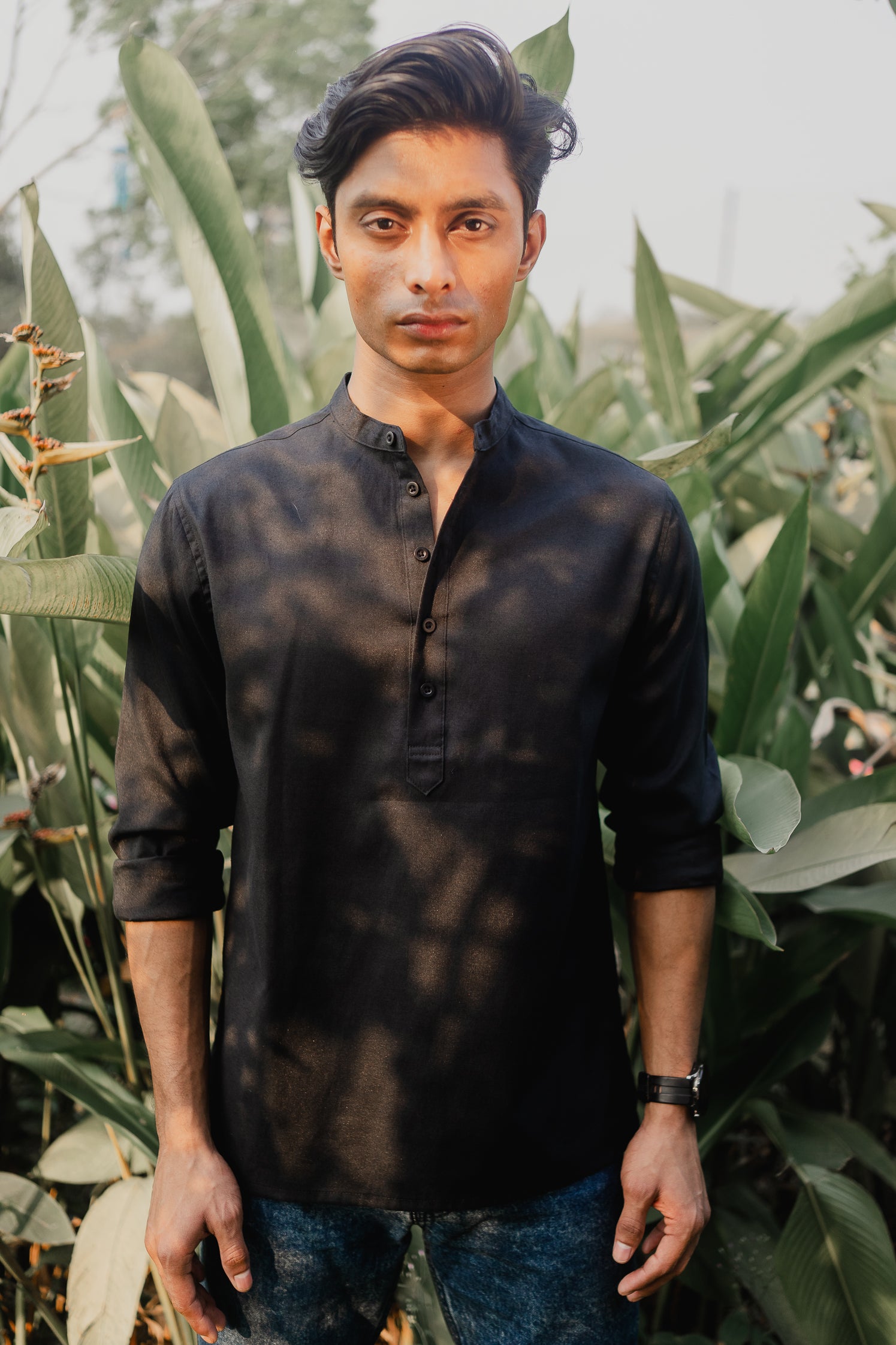 Oxford Henley - Katua - For Men - Black