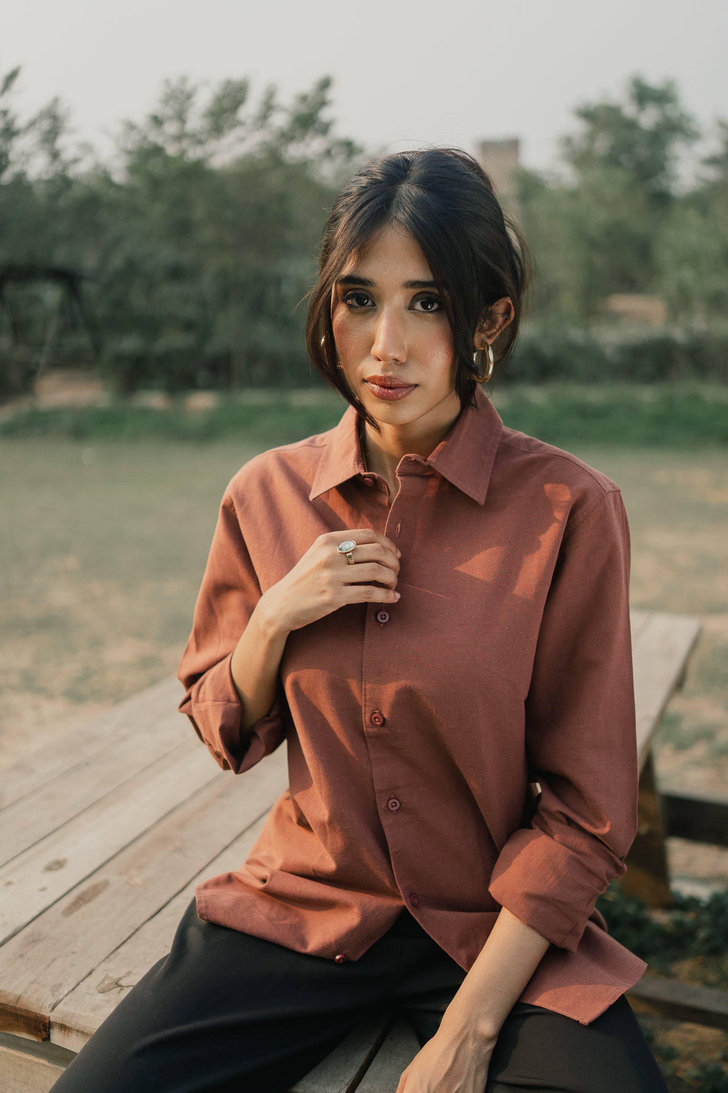 Long Sleeve Shirt - Unisex - Muted Brown