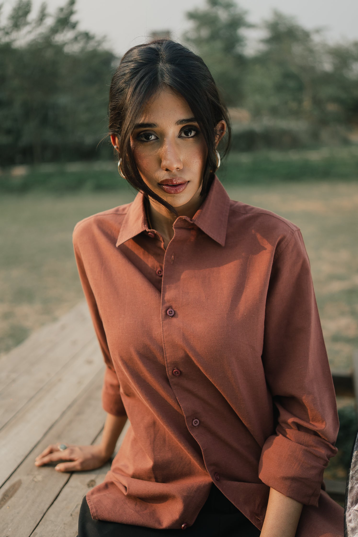 Long Sleeve Shirt - Unisex - Muted Brown
