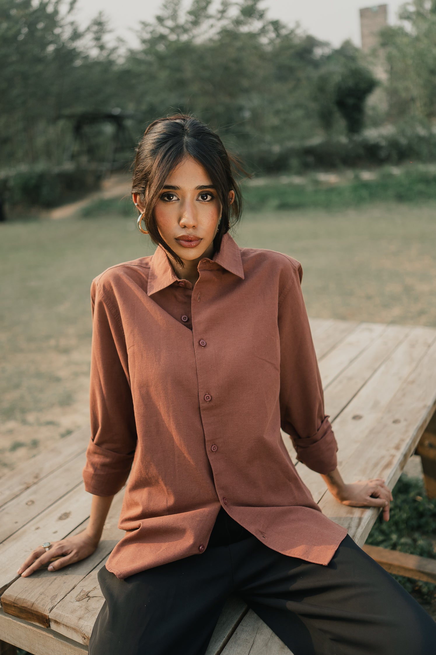 Long Sleeve Shirt - Unisex - Muted Brown