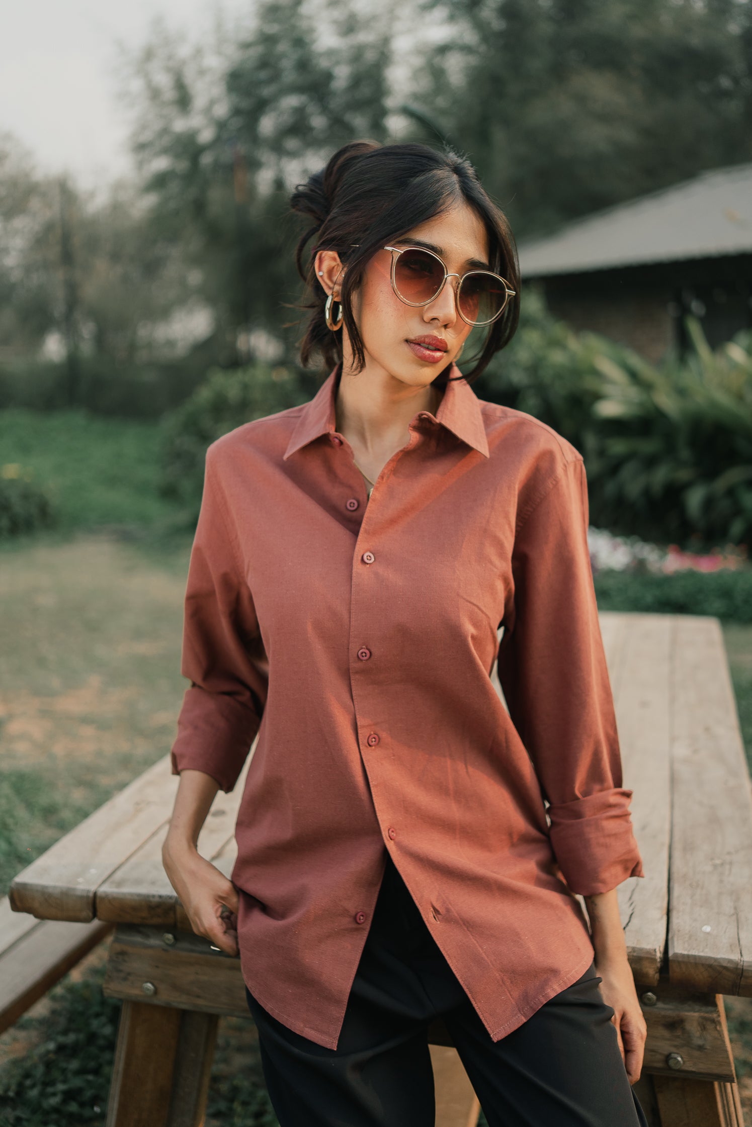 Long Sleeve Shirt - Unisex - Muted Brown