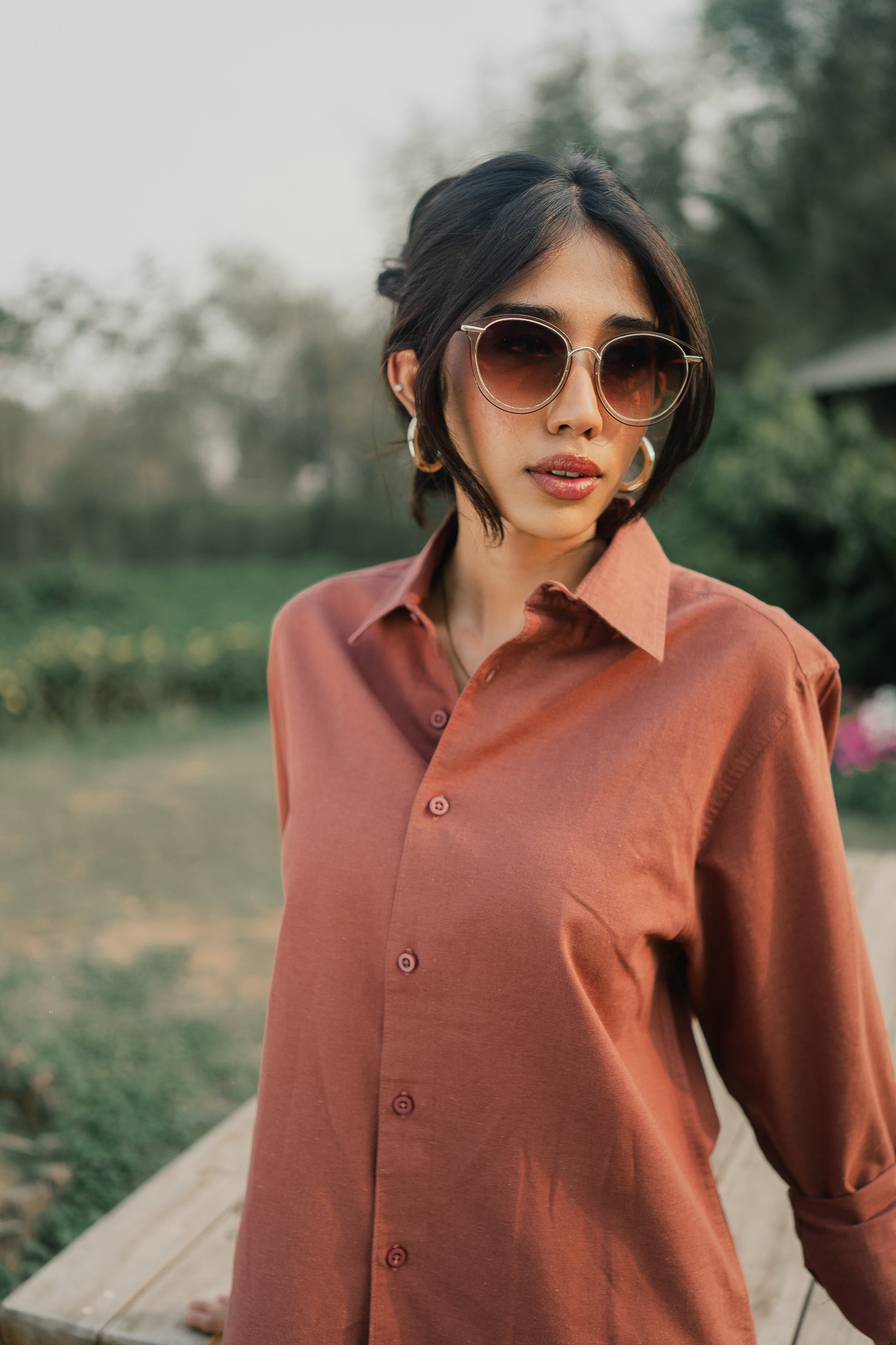 Long Sleeve Shirt - Unisex - Muted Brown