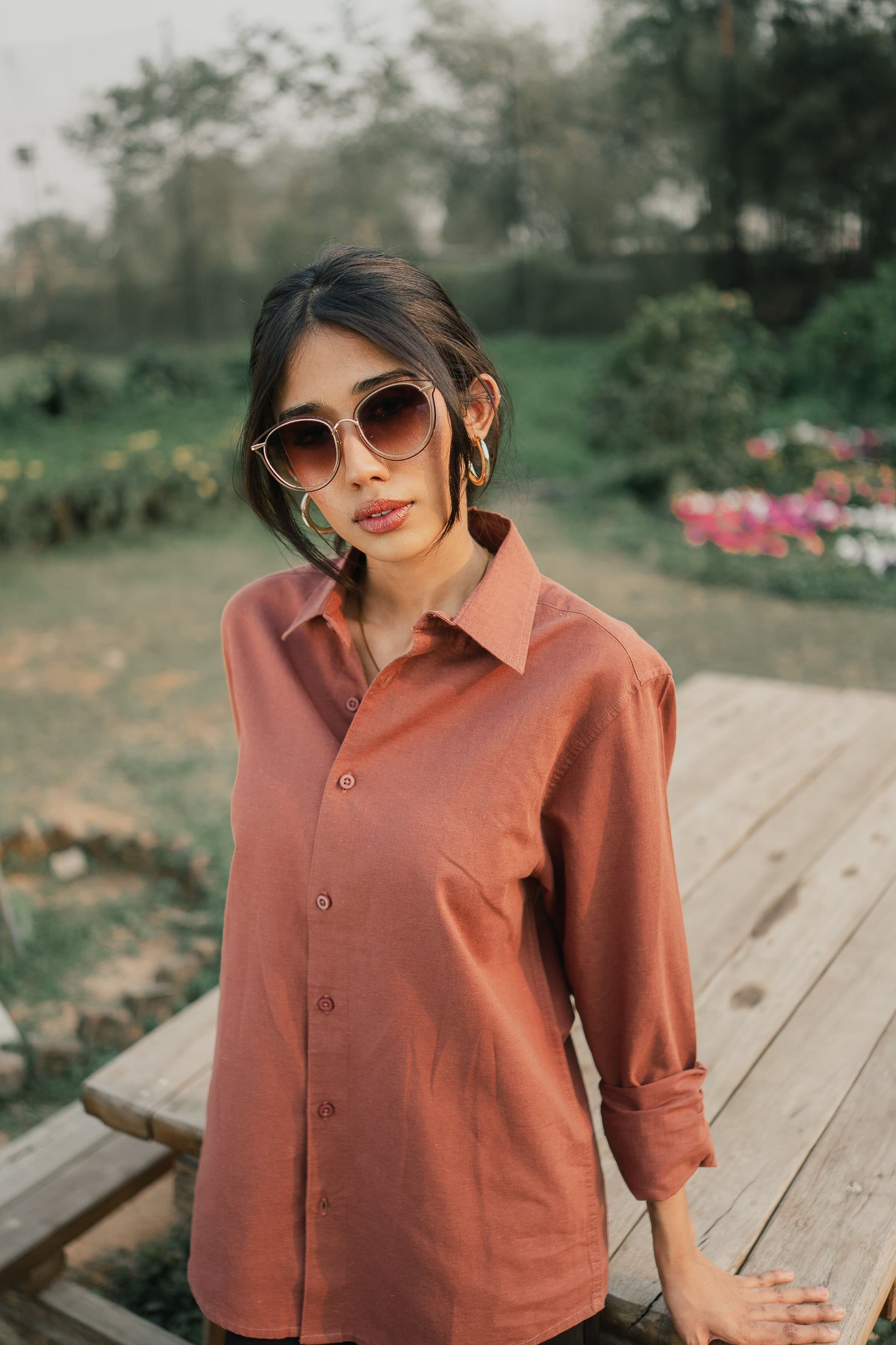 Long Sleeve Shirt - Unisex - Muted Brown