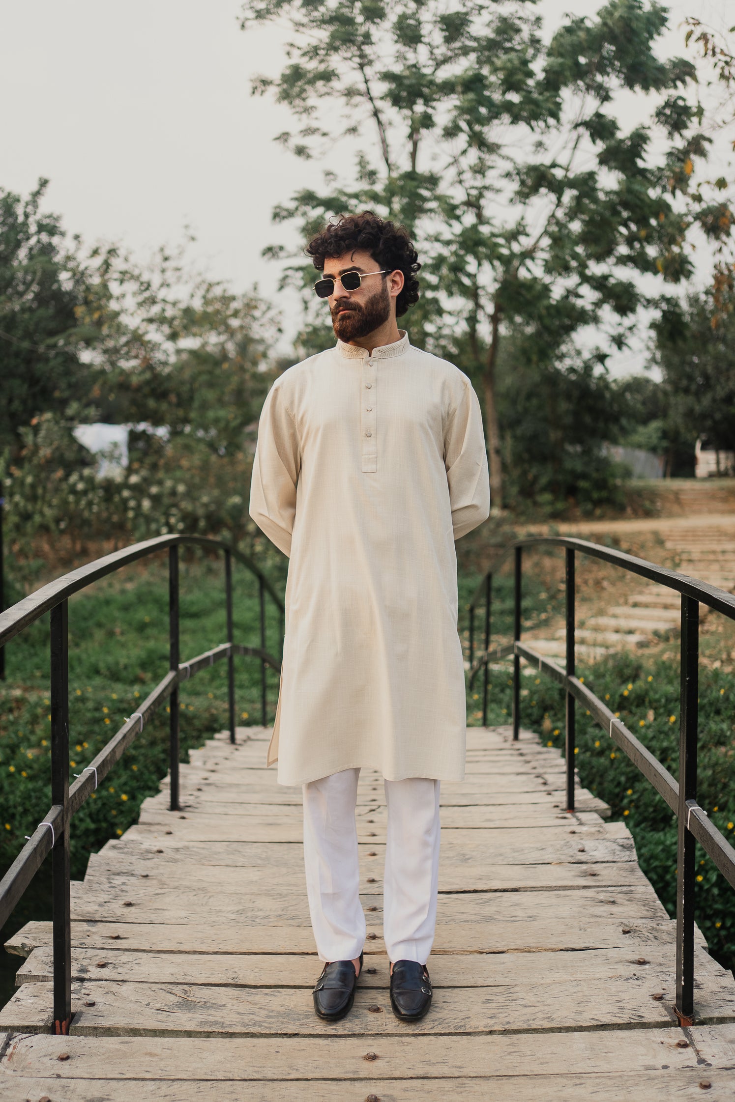 MAHNOOR - Hand Embroidered Linen Panjabi | Kurta - Off White