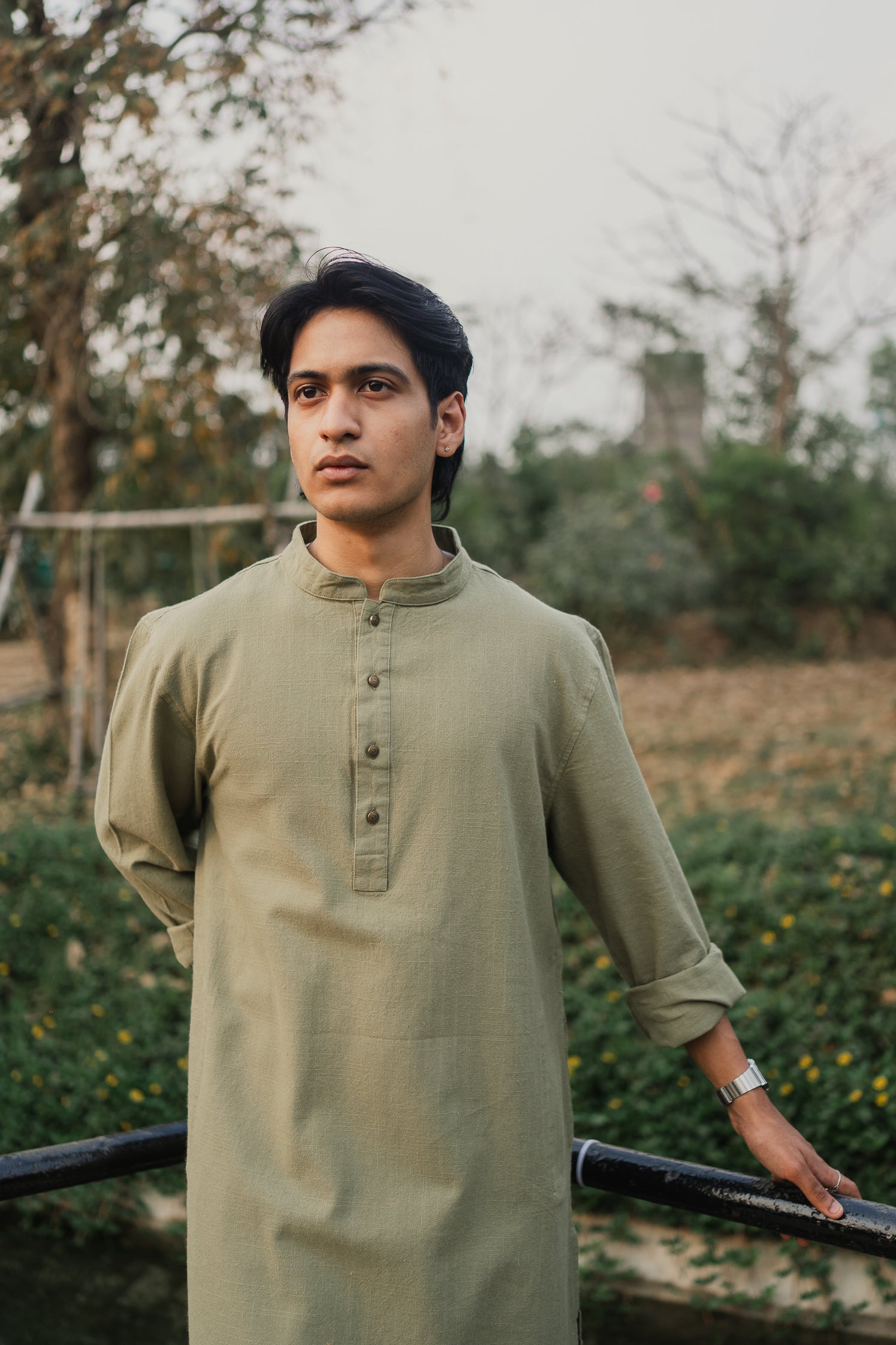 FAWAD - Fine Cotton Panjabi | Kurta - Light Olive