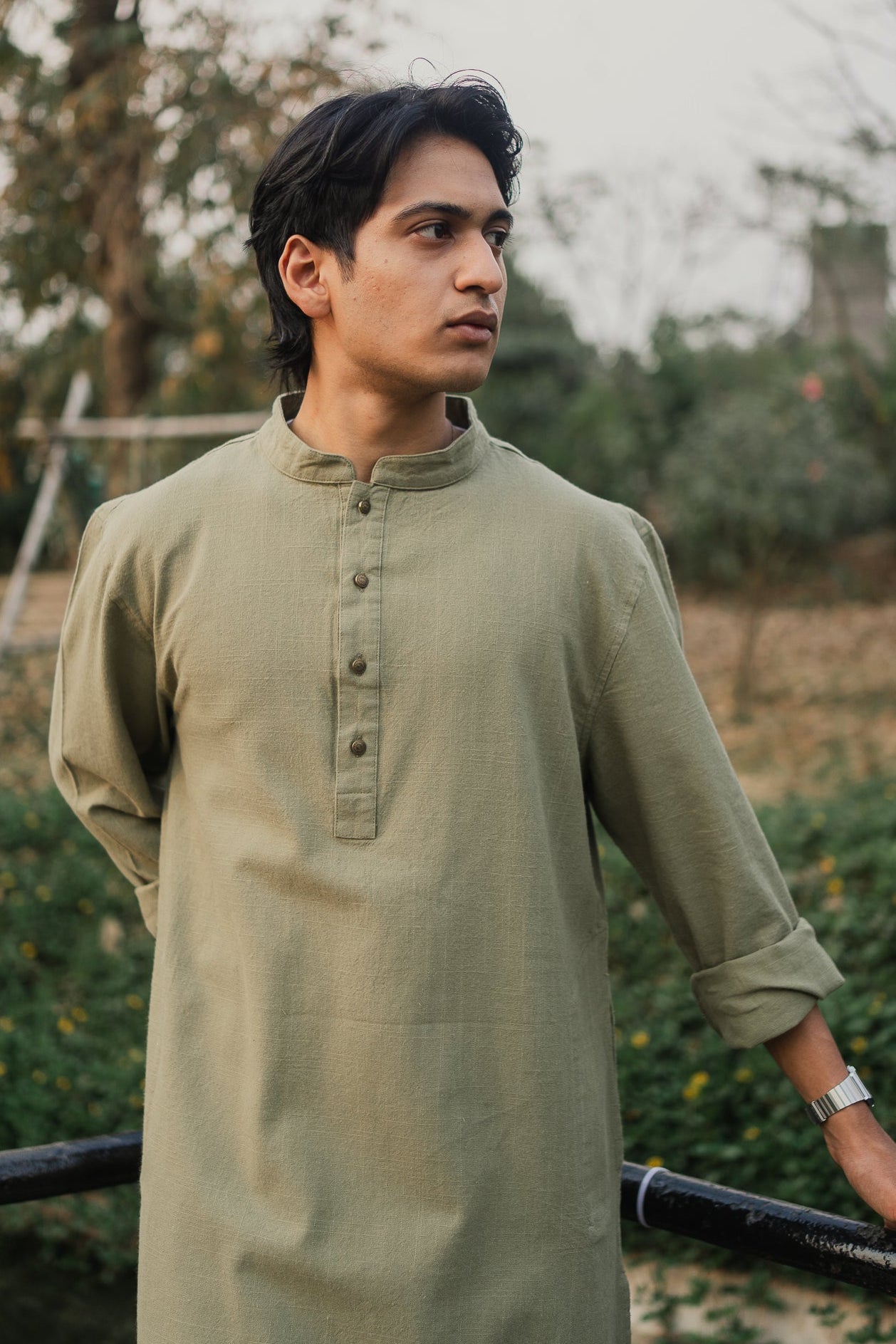 FAWAD - Fine Cotton Panjabi | Kurta - Light Olive
