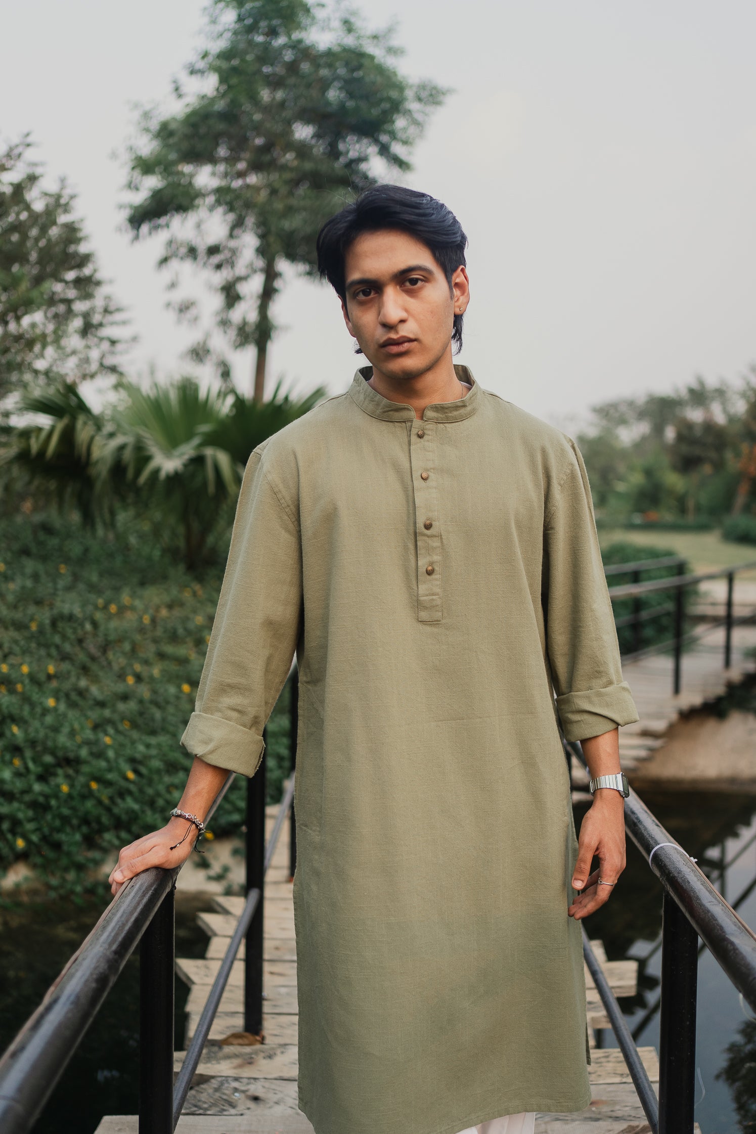 FAWAD - Fine Cotton Panjabi | Kurta - Light Olive