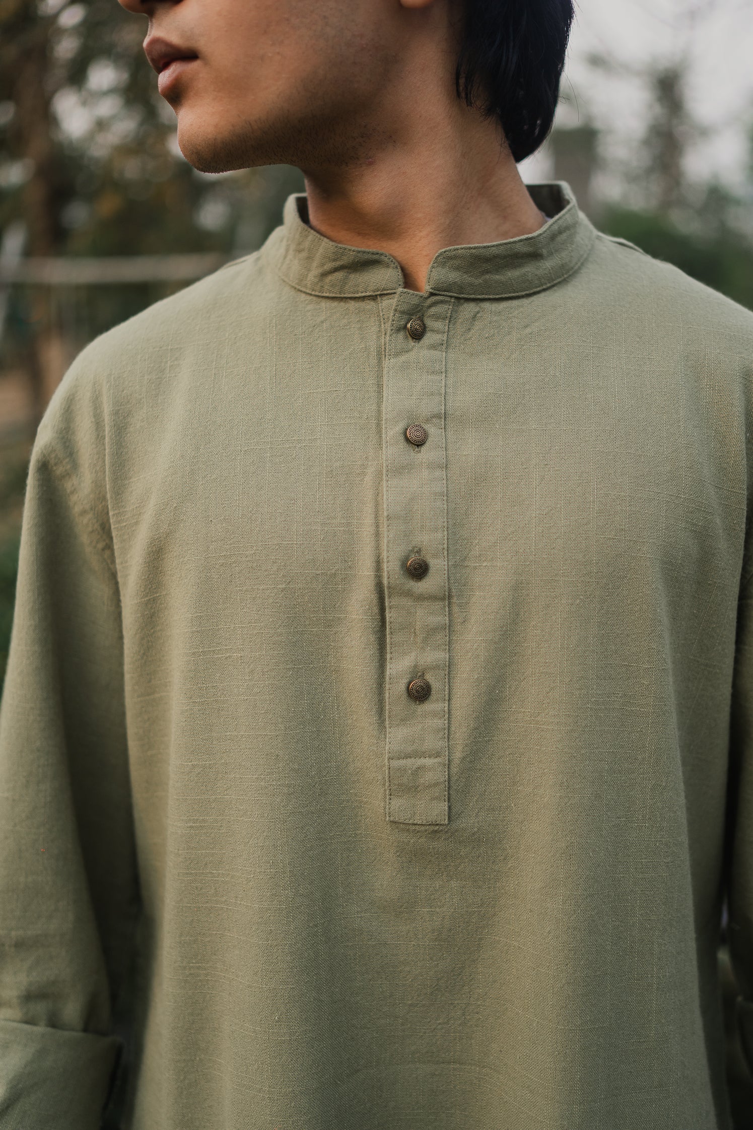 FAWAD - Fine Cotton Panjabi | Kurta - Light Olive