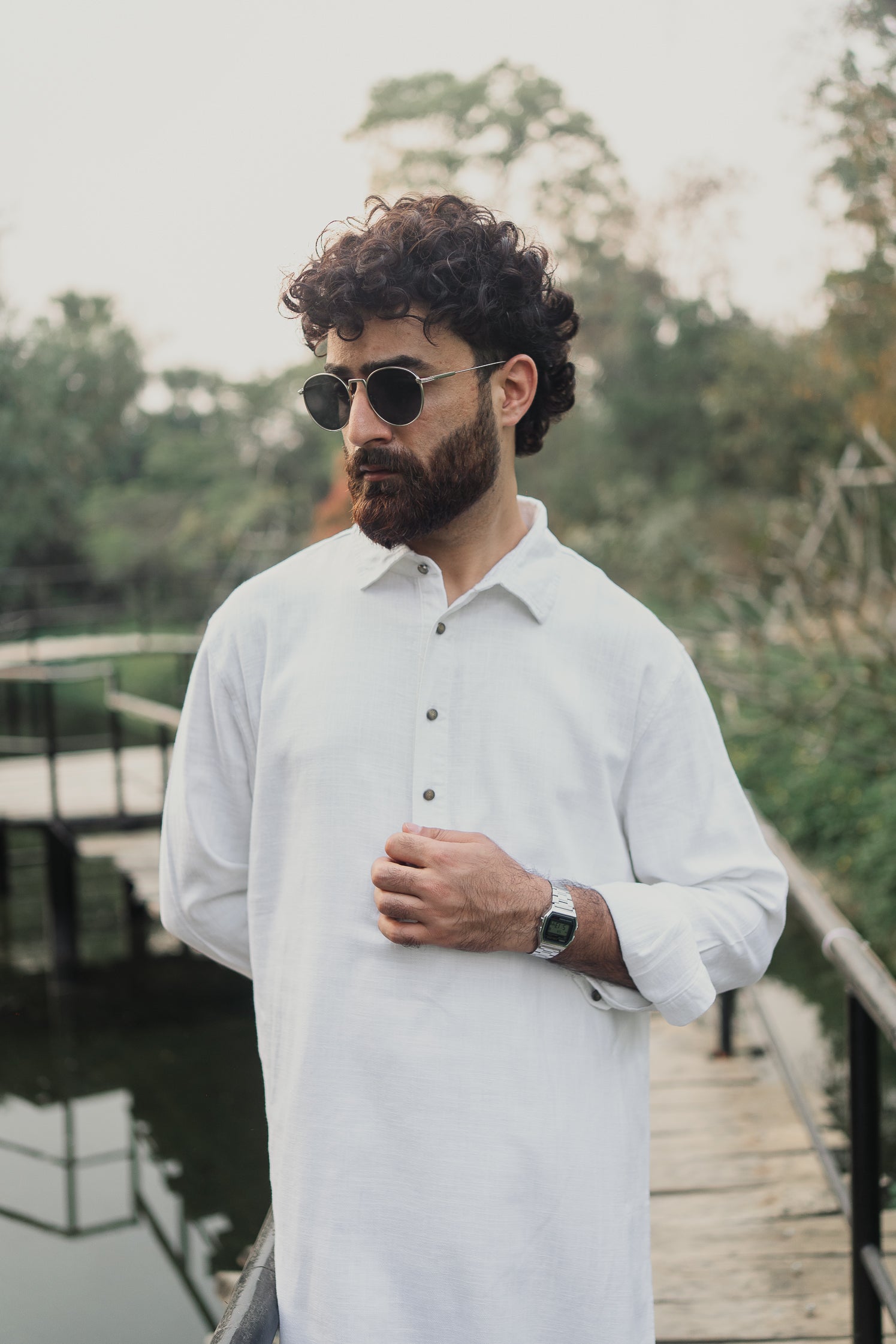 নওয়াজ - লিনেন কাবলি কুর্তা | পাঞ্জাবি - সাদা 