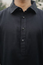 রাইস - ফাইন সুতির কাবলি কুর্তা | পাঞ্জাবি - কালো 