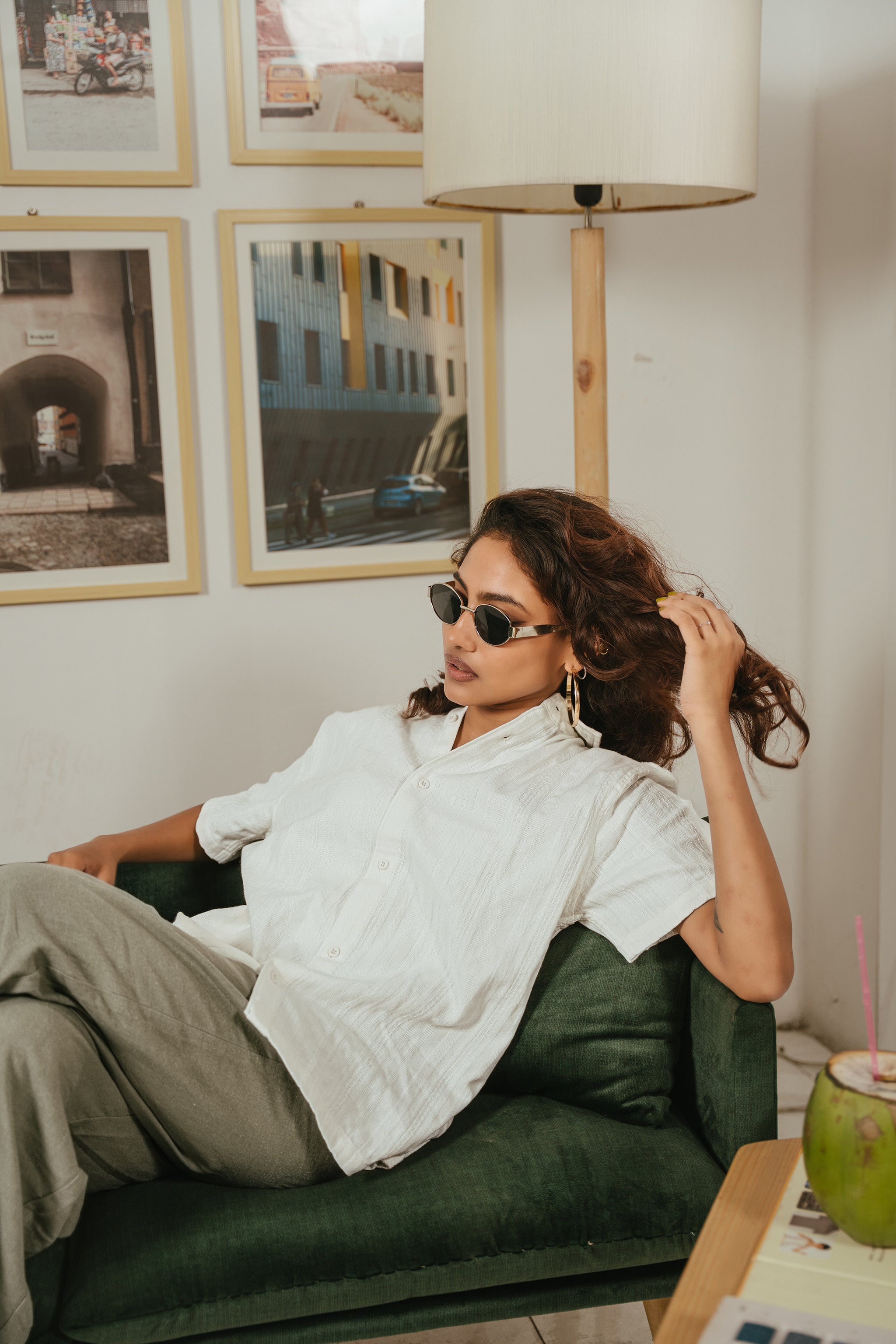 The Porter Shirt - Half Sleeve Boxy Shirt - Textured White - Unisex