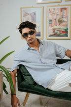 The Porter Shirt - Half Sleeve Boxy Shirt For Men - Coastal Stripe