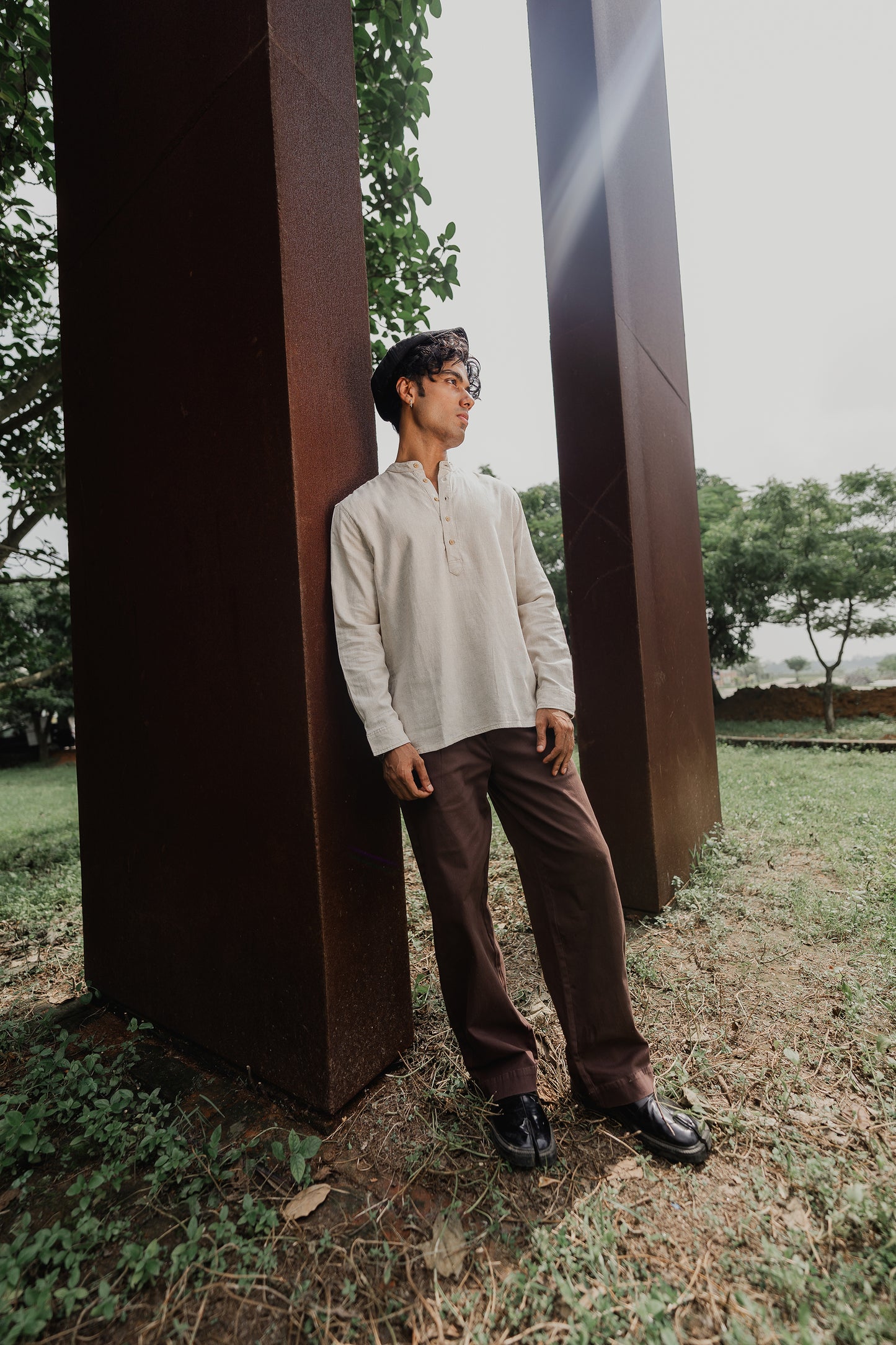 Cotton Henley - Katua - For Men - Sand