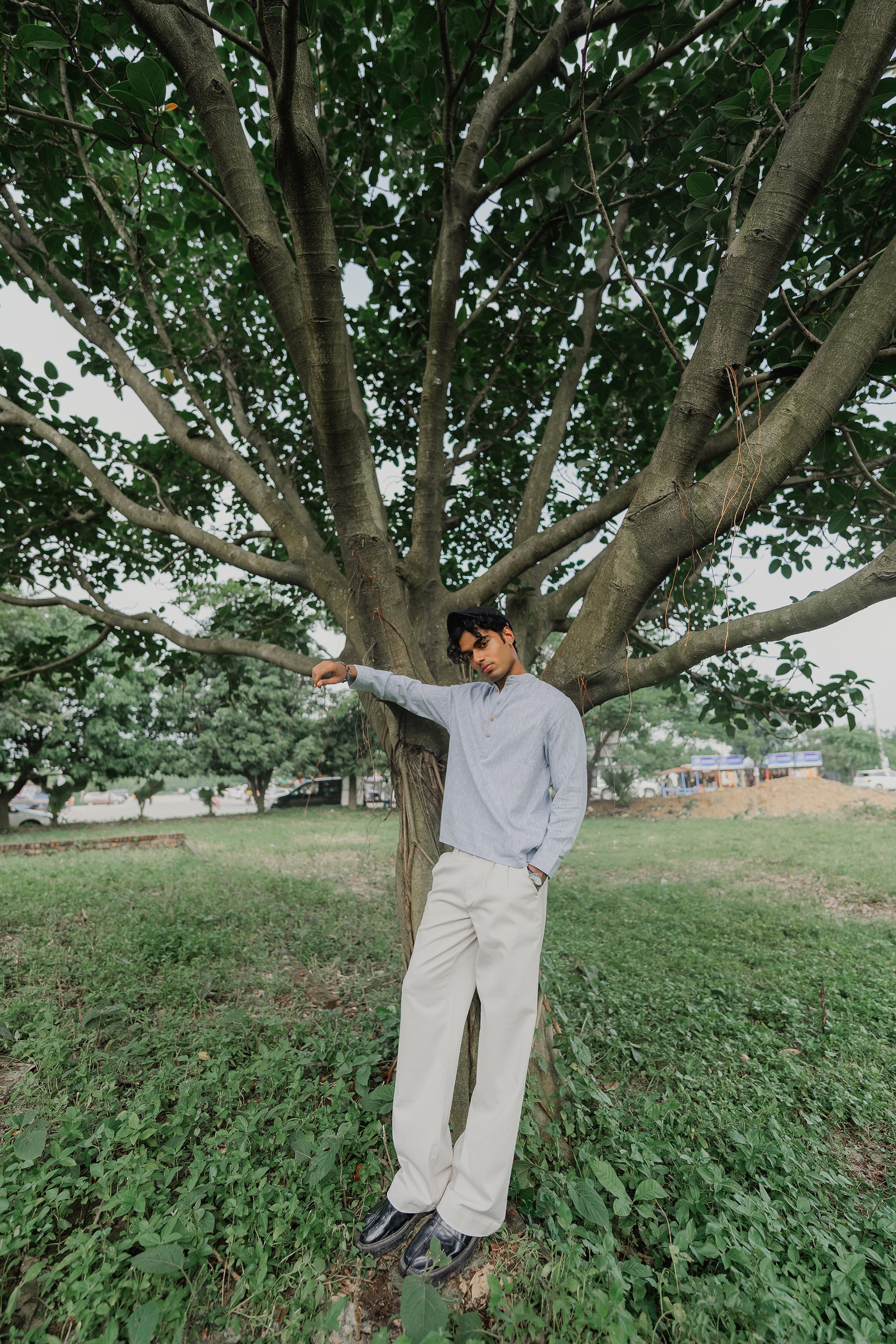 Wide Leg Pants For Men - Off White - Loose Fit