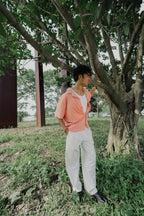 Revere Cuba - Peach Jacquard Cuba - Revere Shirt For Men