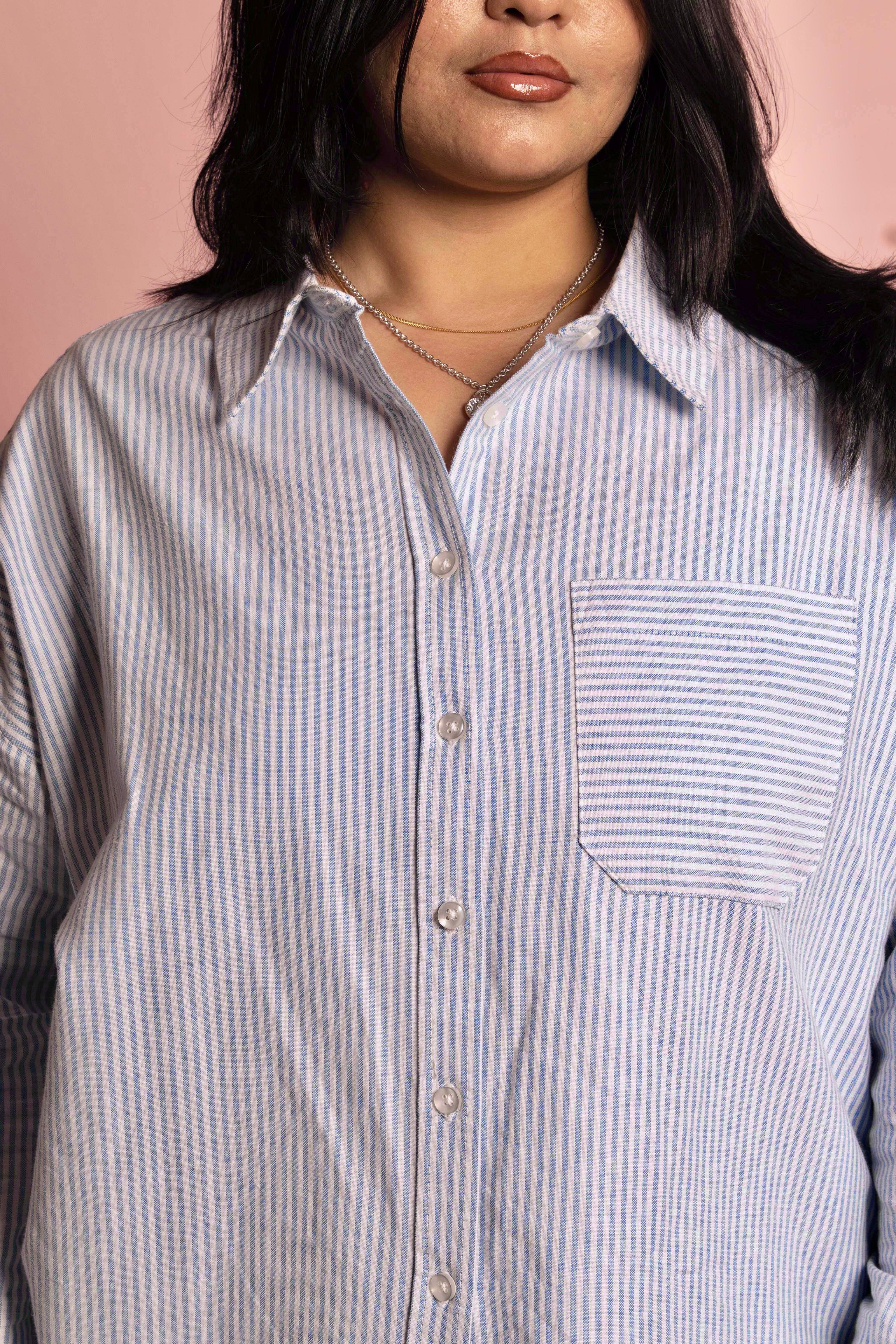 Oversized Shirt for Women - Icy Stripe