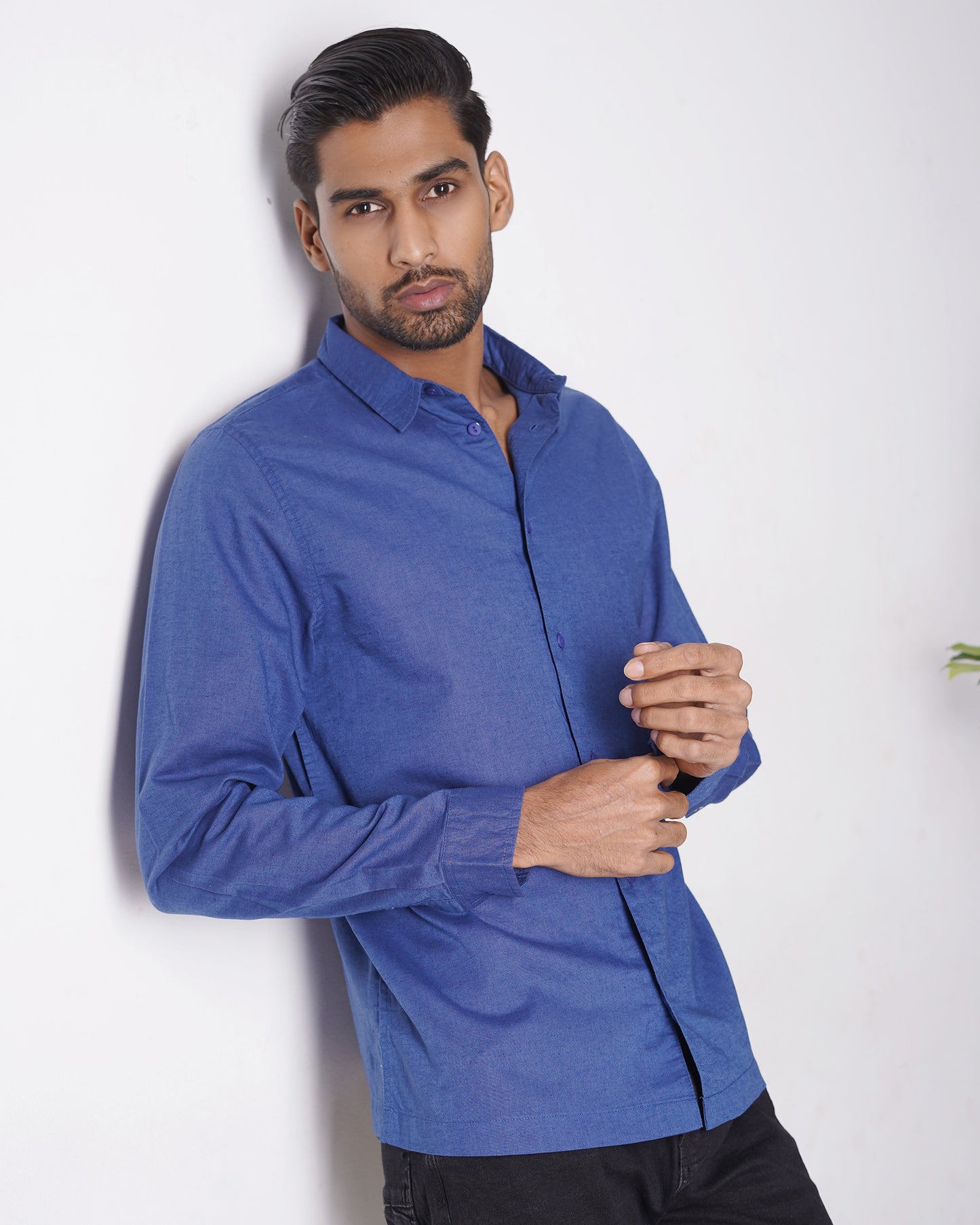Linen Shirt for Men - Midnight Blue