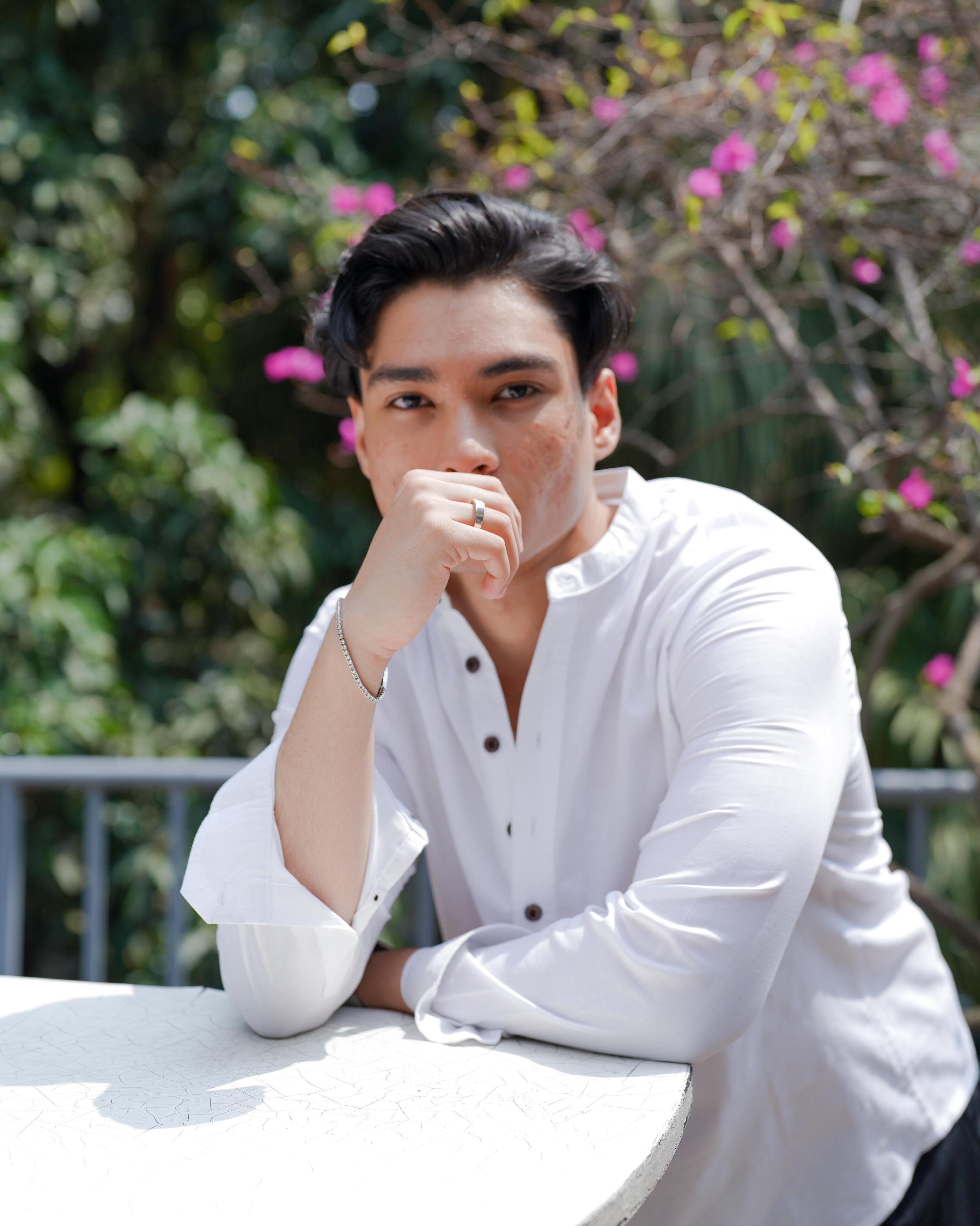 Cotton Henley for Men - White