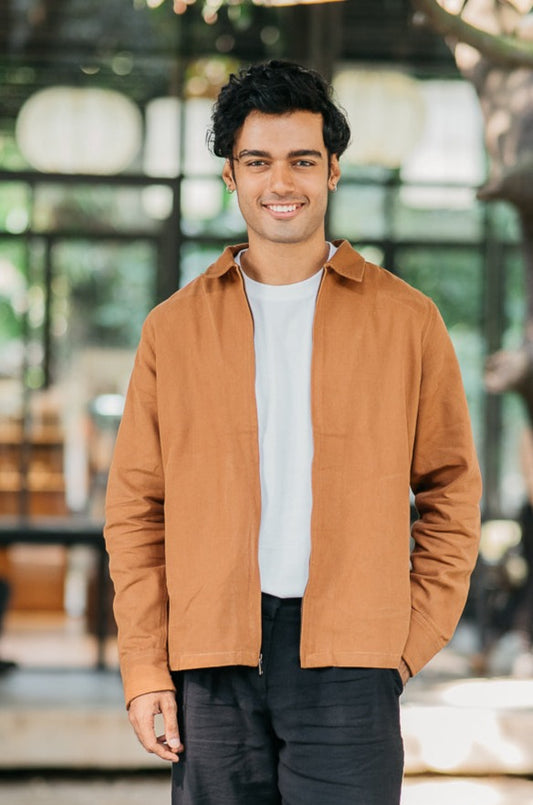 Impeccable - Bomber Jacket with Collar - Tan