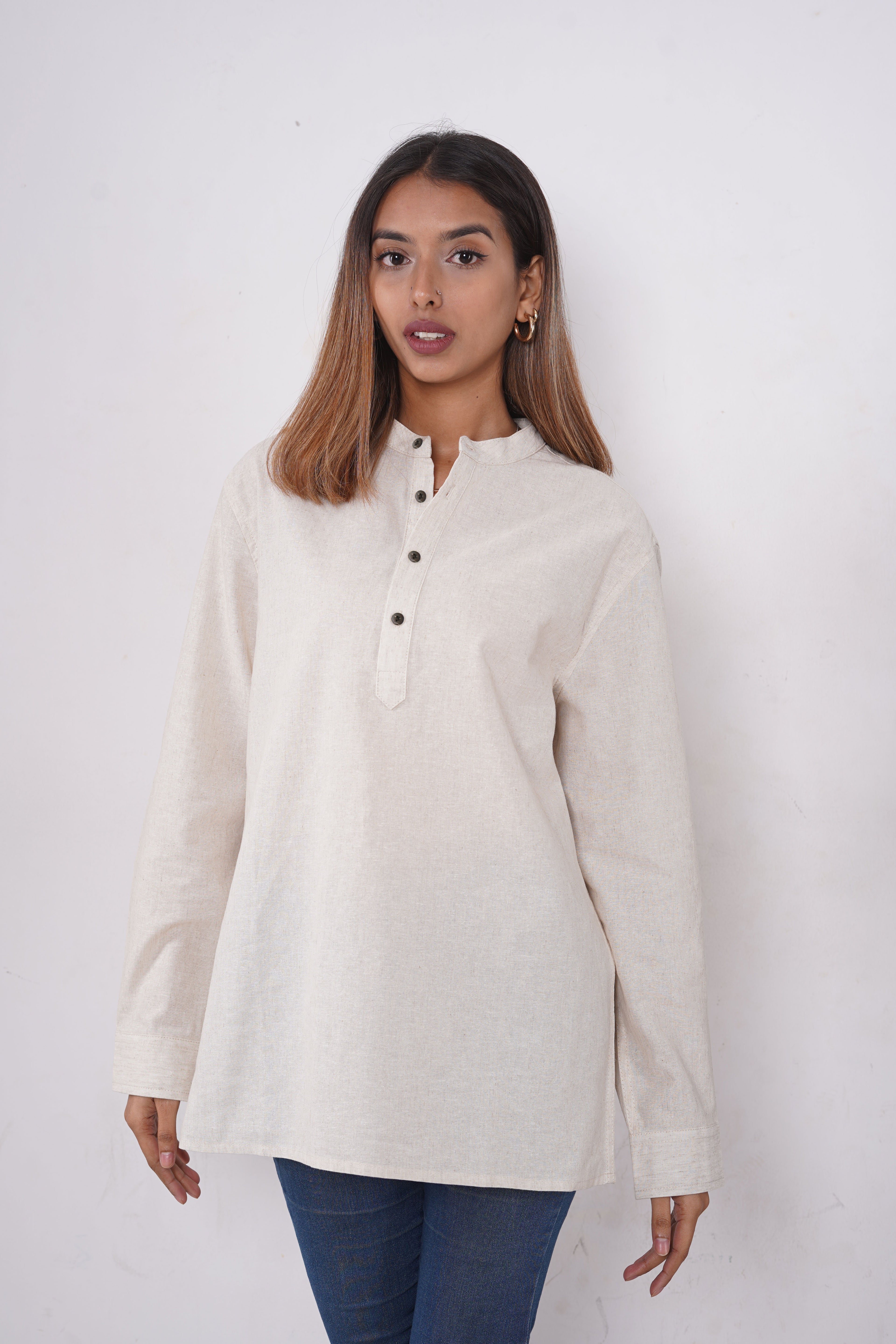 Linen Henley - Unisex - Sand