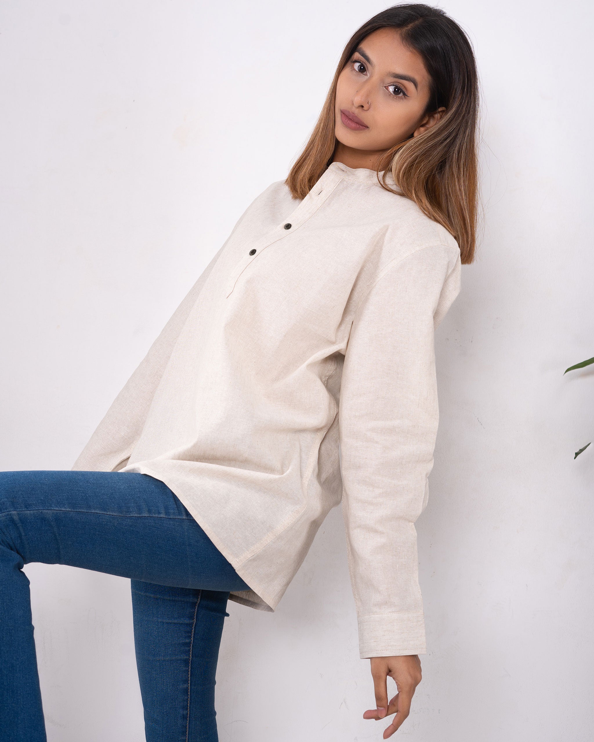 Linen Henley - Unisex - Sand