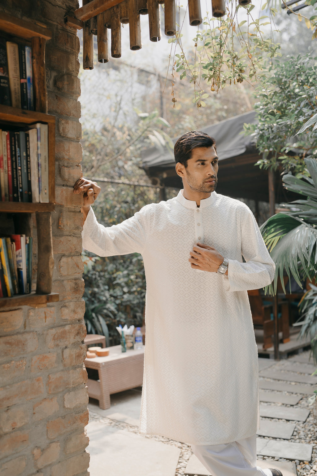 Shahrooz - White Chikankari Panjabi